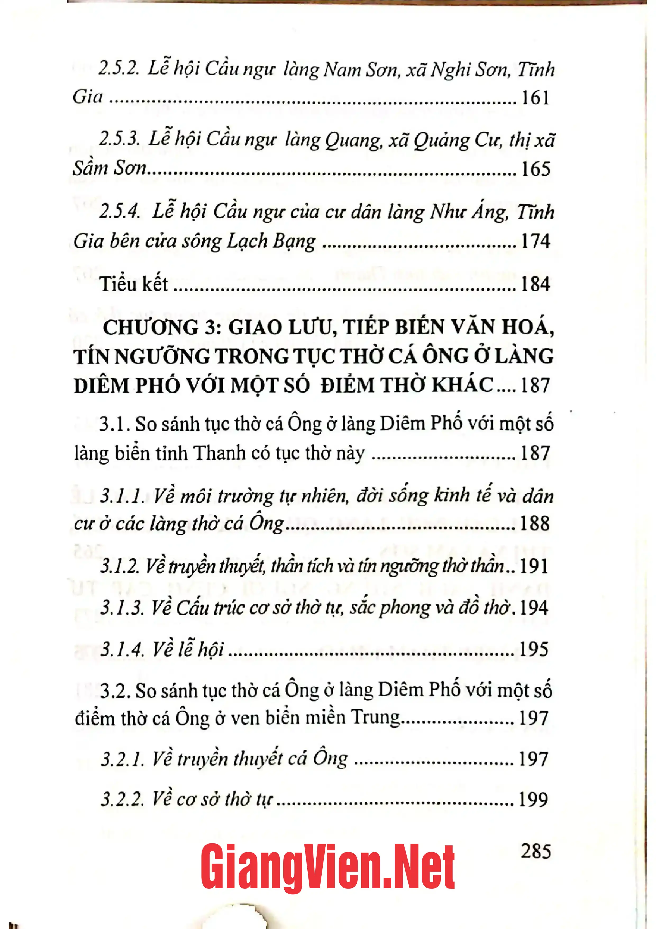 Mục lục chi tiết trang 2 sách Tục thờ Cá Ông ở làng Diêm Phố - Ngư Lộc huyện Hậu Lộc, tỉnh Thanh Hóa