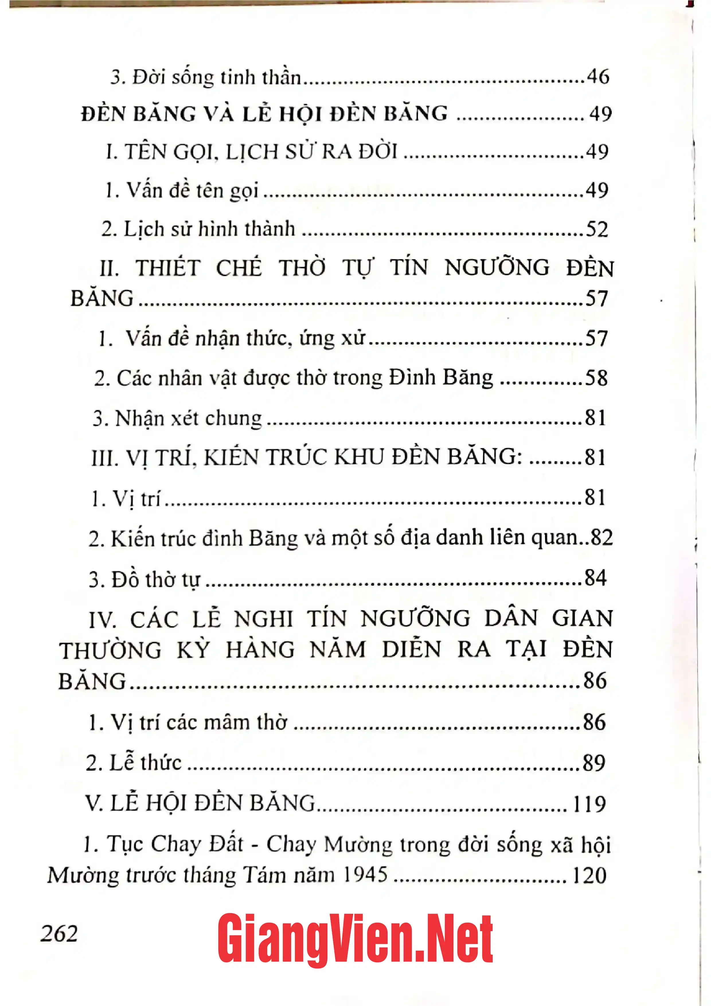 Mục lục chi tiết trang 1 sách Đền Băng và các nghi lễ tín ngưỡng dân gian