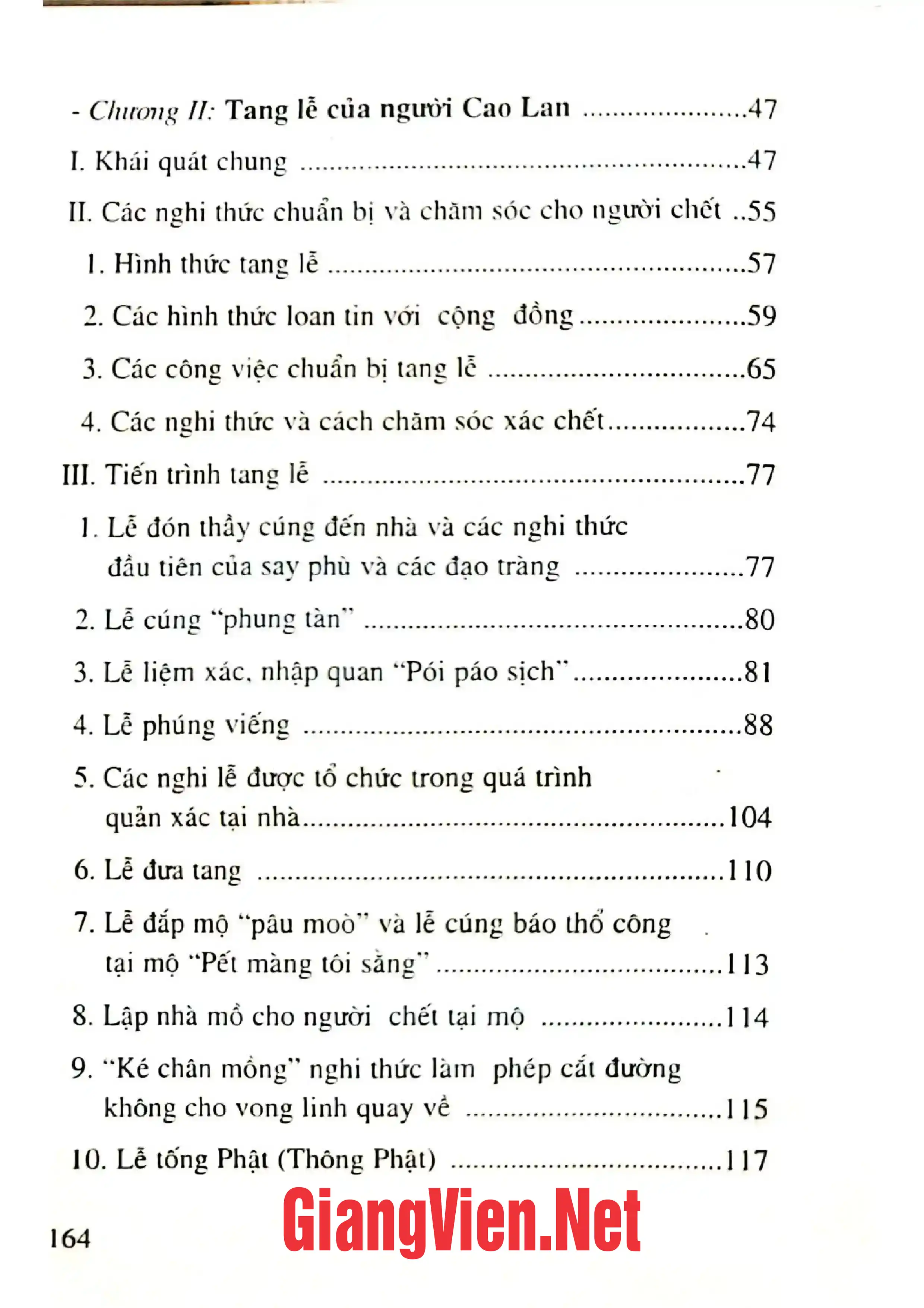 Mục lục chi tiết trang 1 sách Tang ma dân tộc Cao Lan ở Yên Bái