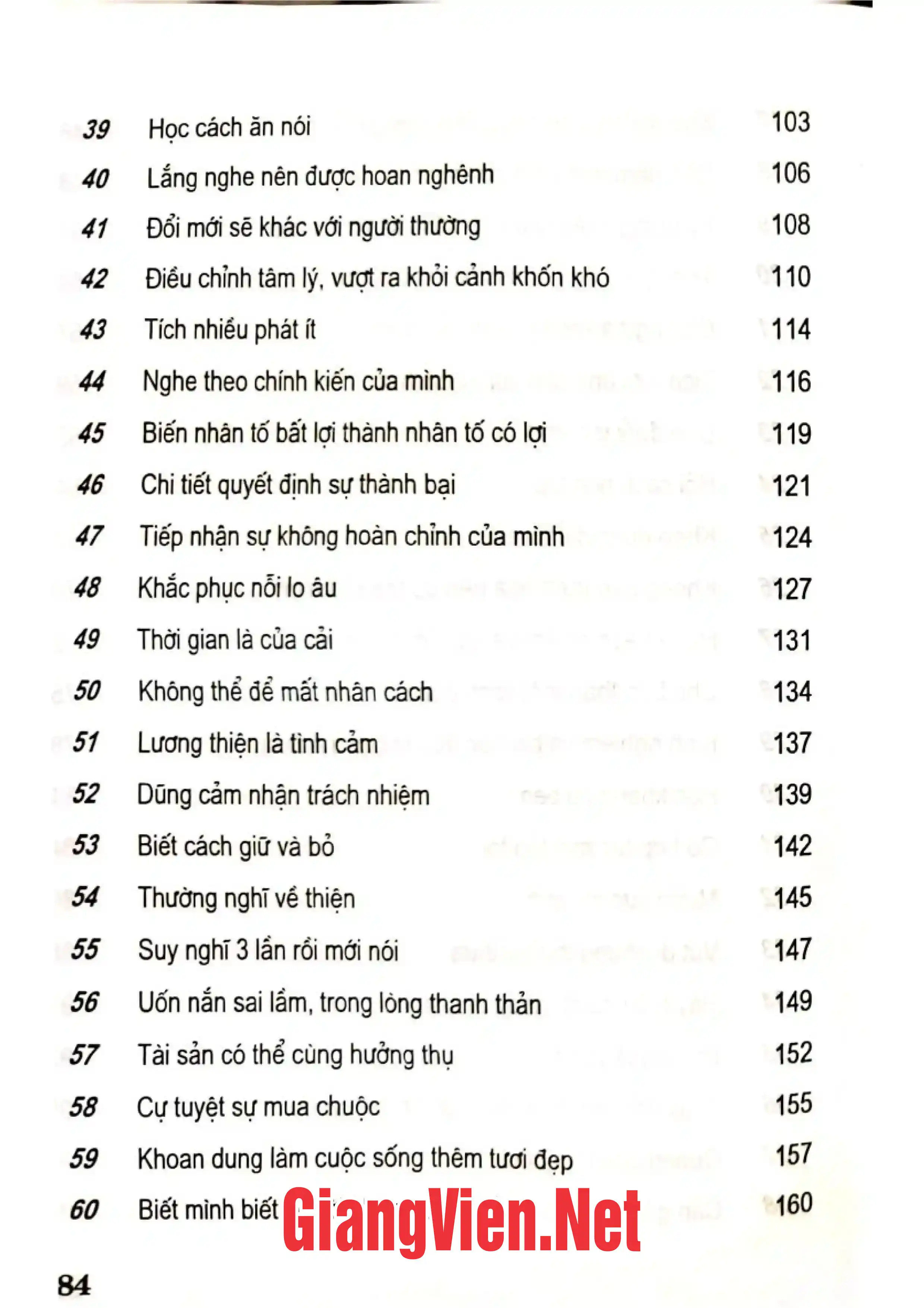 Mục lục chi tiết trang 2 sách 100 câu triết lý về cuộc đời