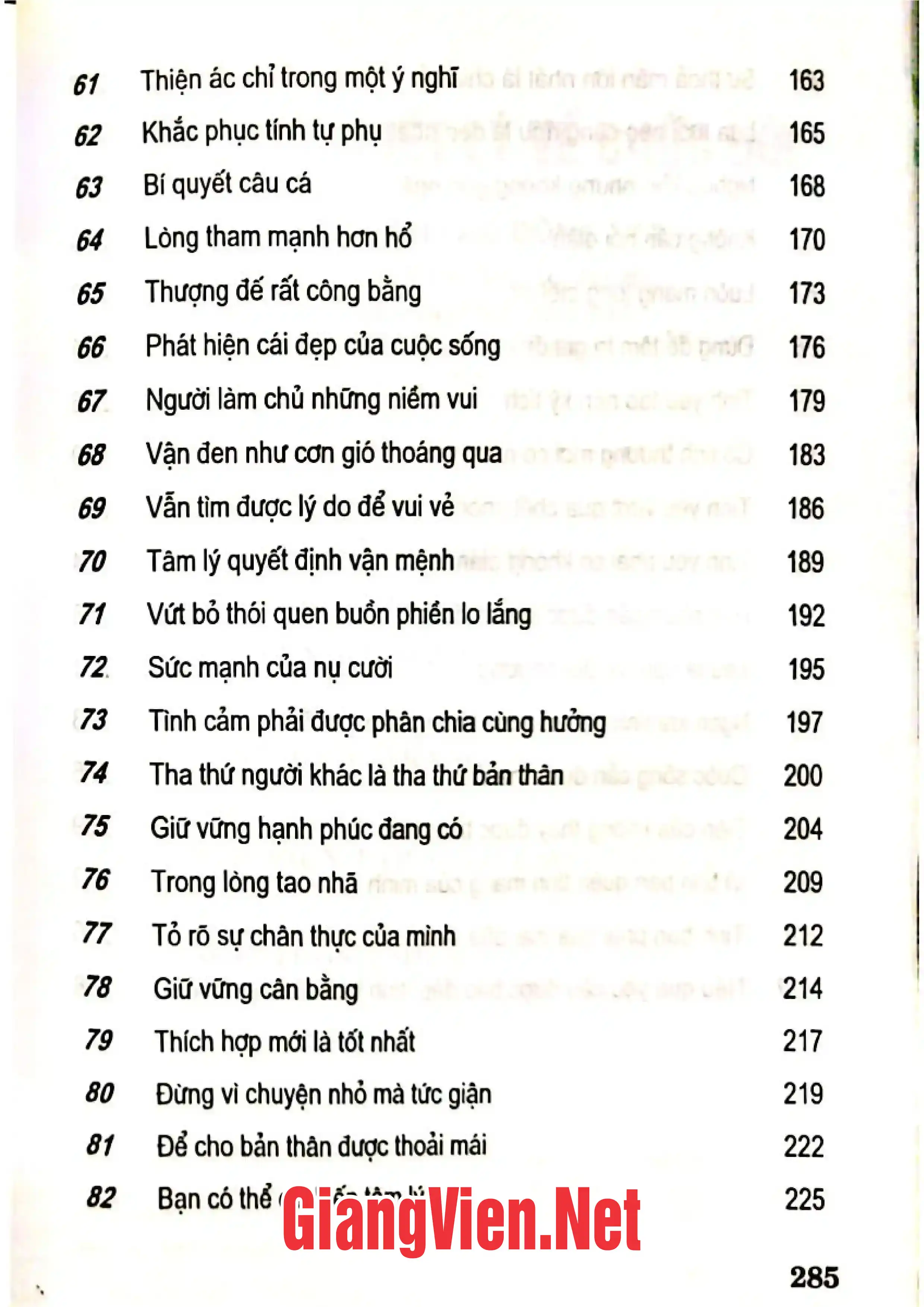 Mục lục chi tiết trang 3 sách 100 câu triết lý về cuộc đời