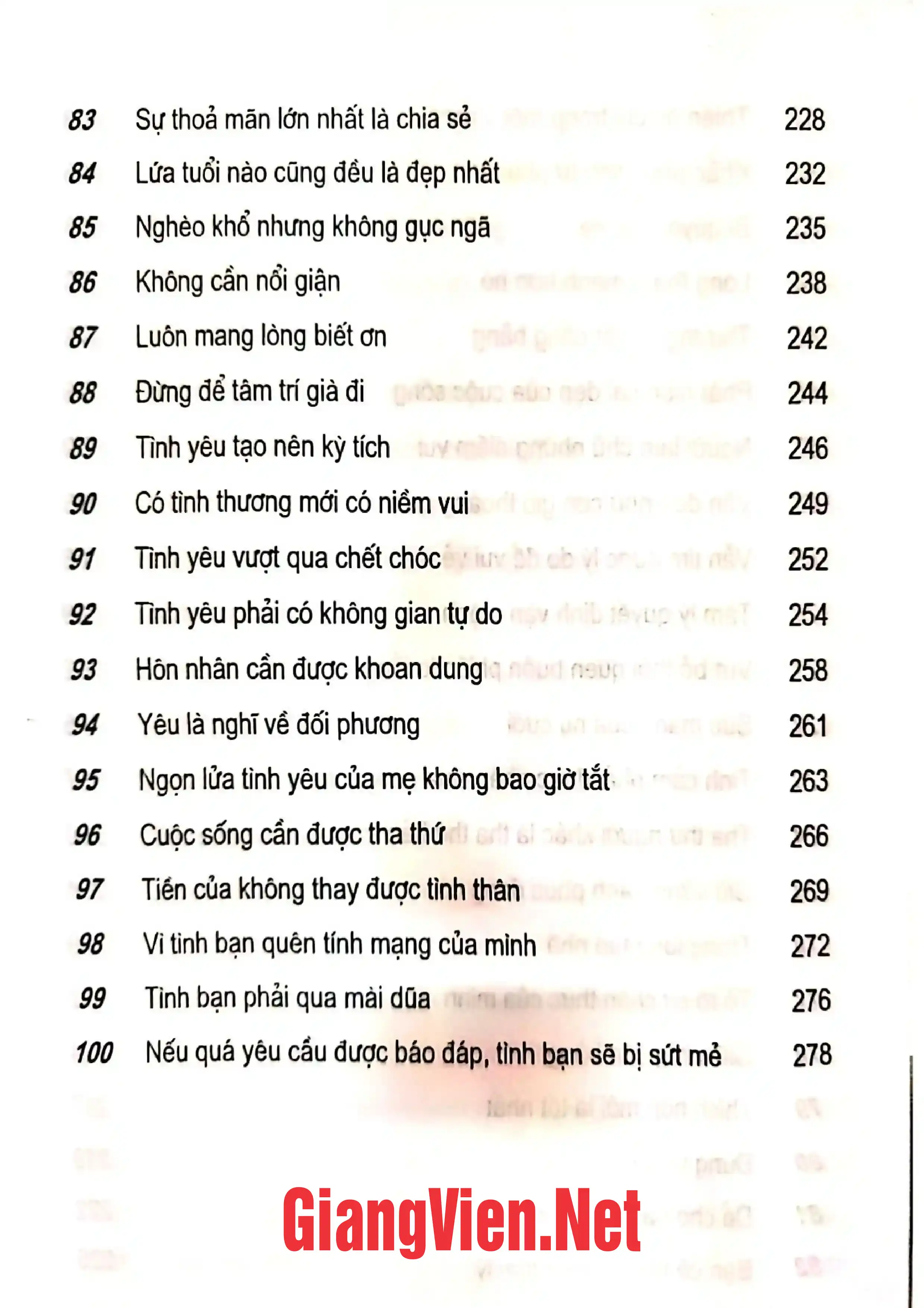 Nội dung trang phụ bản giới thiệu sách 100 câu triết lý về cuộc đời
