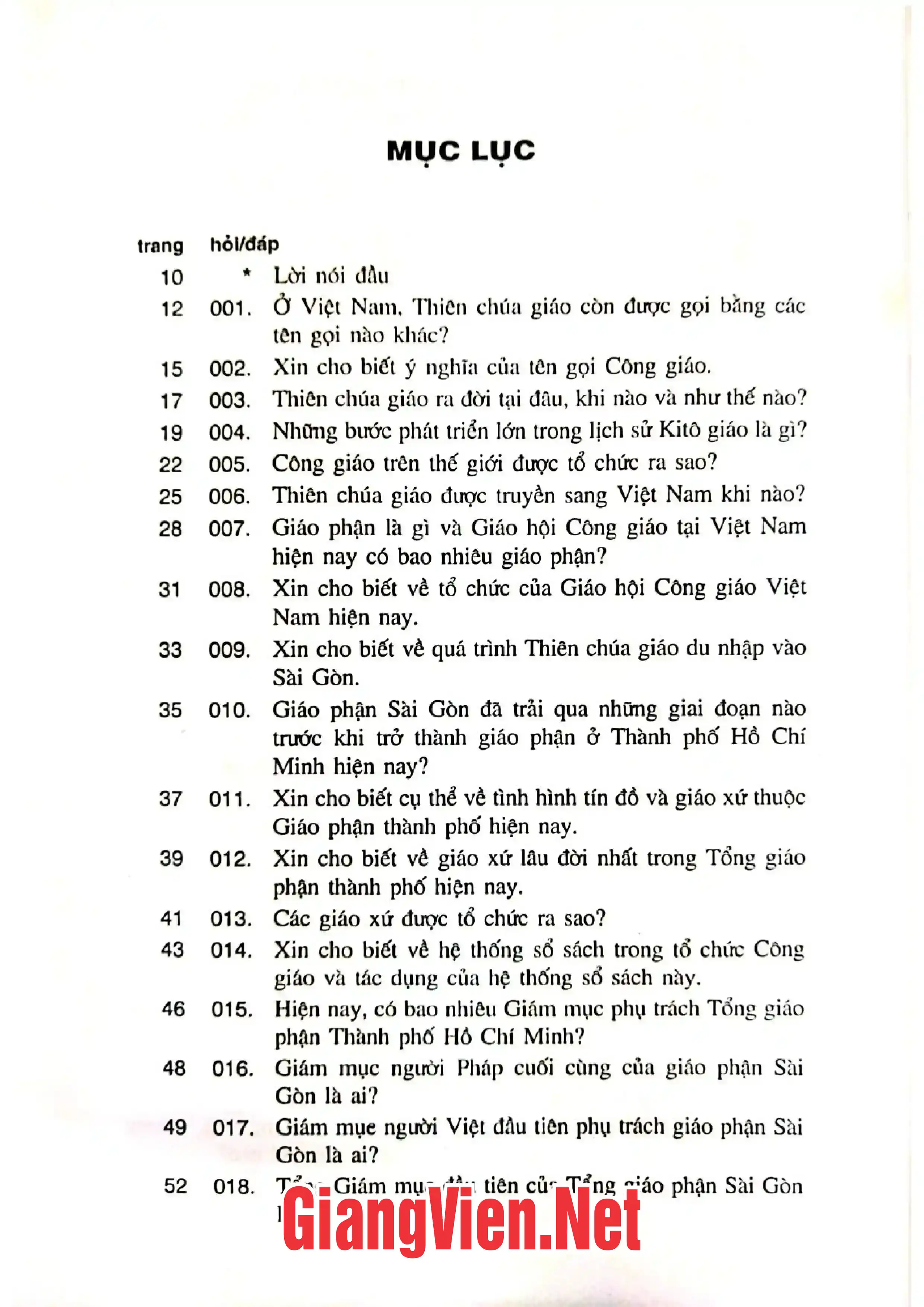 Trang bìa chính thức sách Một trăm câu hỏi đáp về Thiên Chúa giáo ở thành phố Hồ Chí Minh