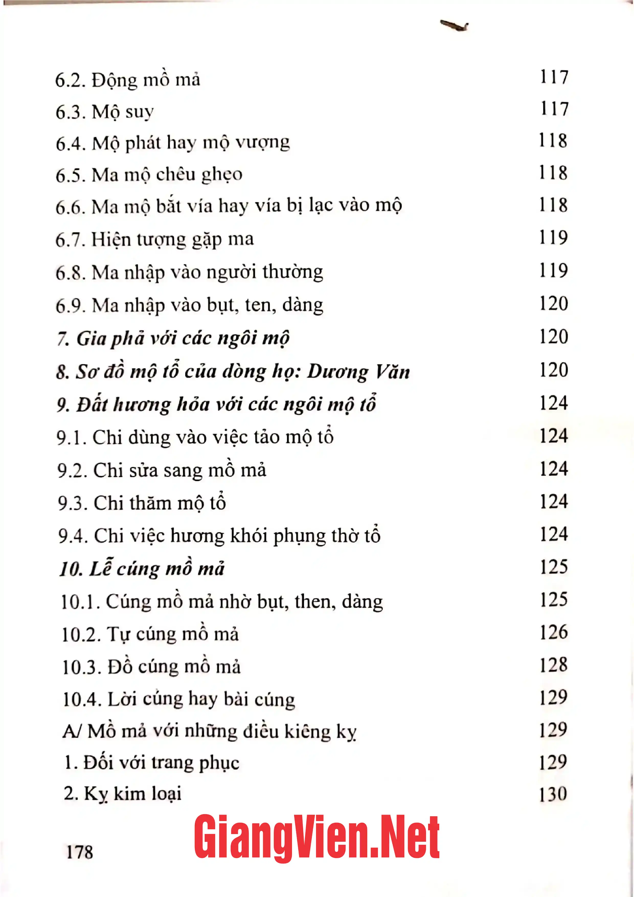 Mục lục chi tiết trang 3 sách Tục để mả của người Tày, Nùng Cao Bằng