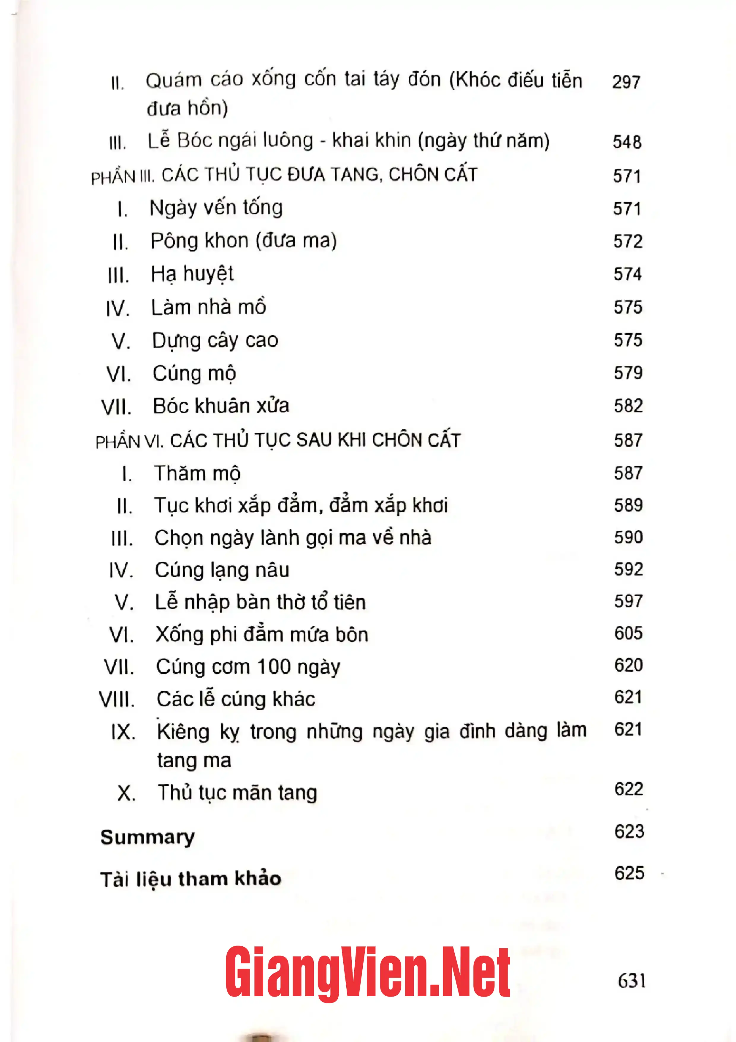 Mục lục chi tiết trang 2 sách Tang lễ cổ truyền các dân tộc thiểu số ở Việt Nam