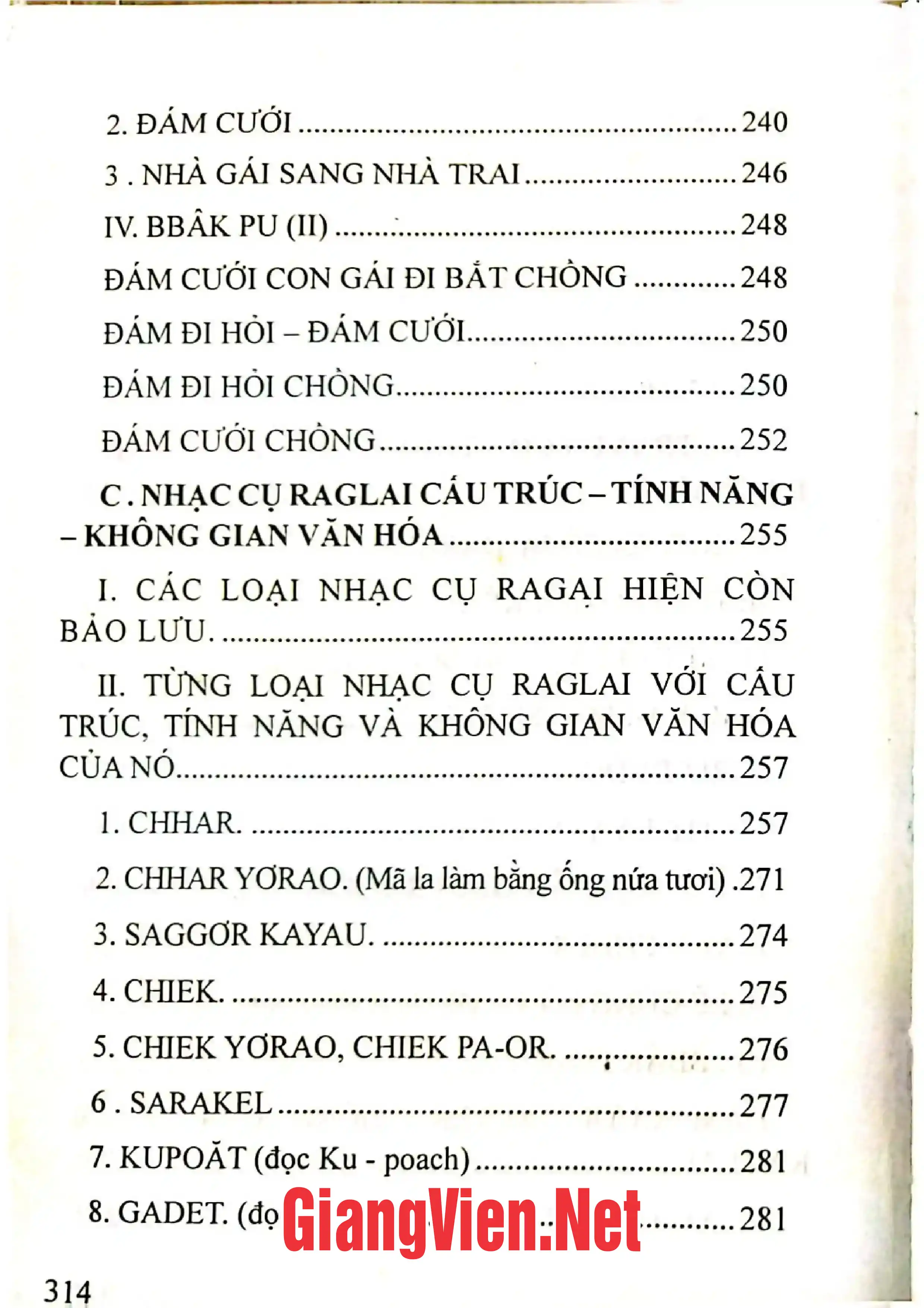 Mục lục chi tiết trang 1 sách Văn hóa phi vật thể Raglai những gì chúng ta còn ít biết đến