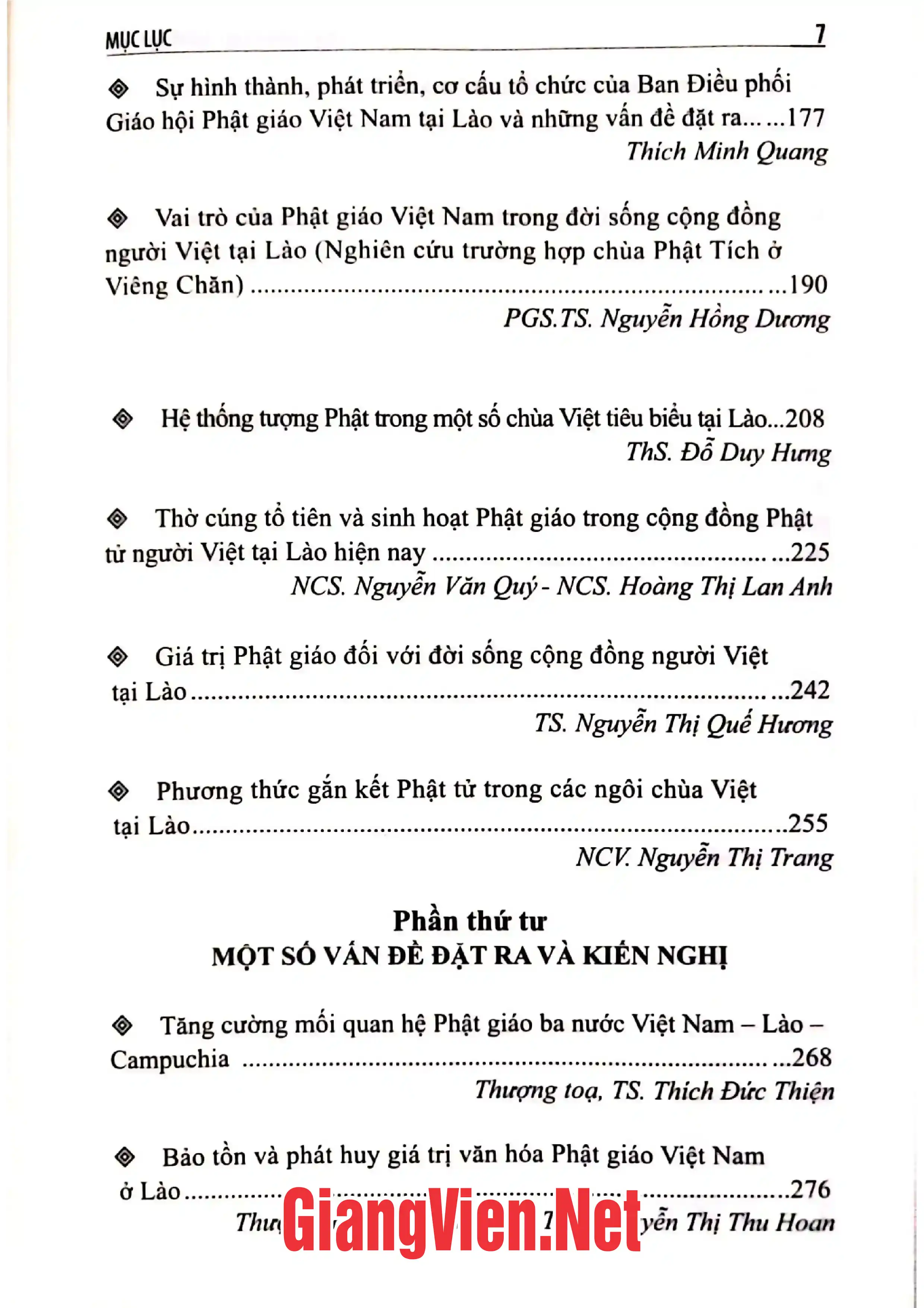 Mục lục chi tiết trang 2 sách Phật giáo Việt Nam tại Lào