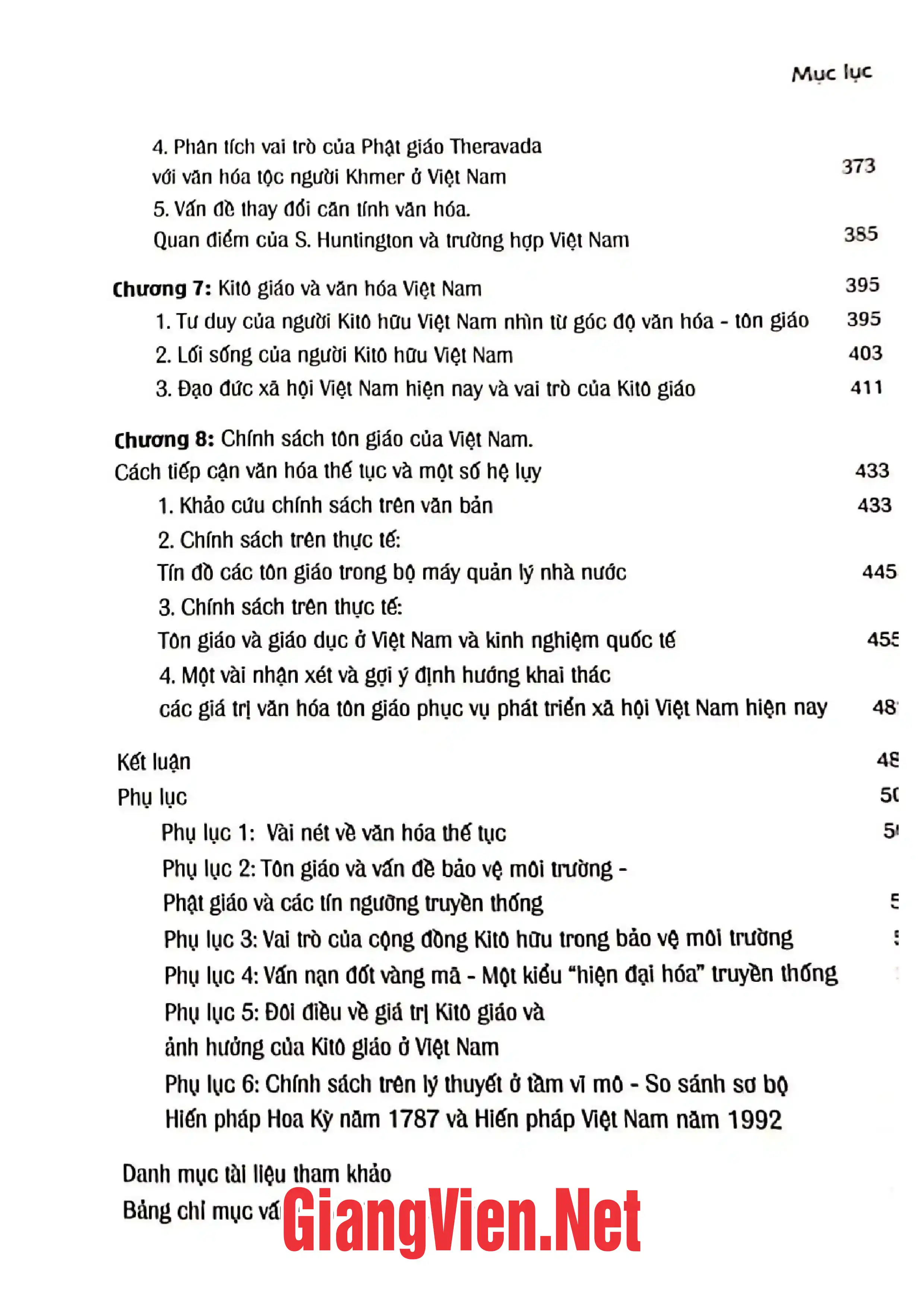 Mục lục chi tiết trang 2 sách Tôn giáo và văn hóa lý thuyết cơ bản và giải pháp định hướng khai thác các giá trị văn hóa tôn giáo phục vụ phát triển xã hội Việt Nam hiện nay