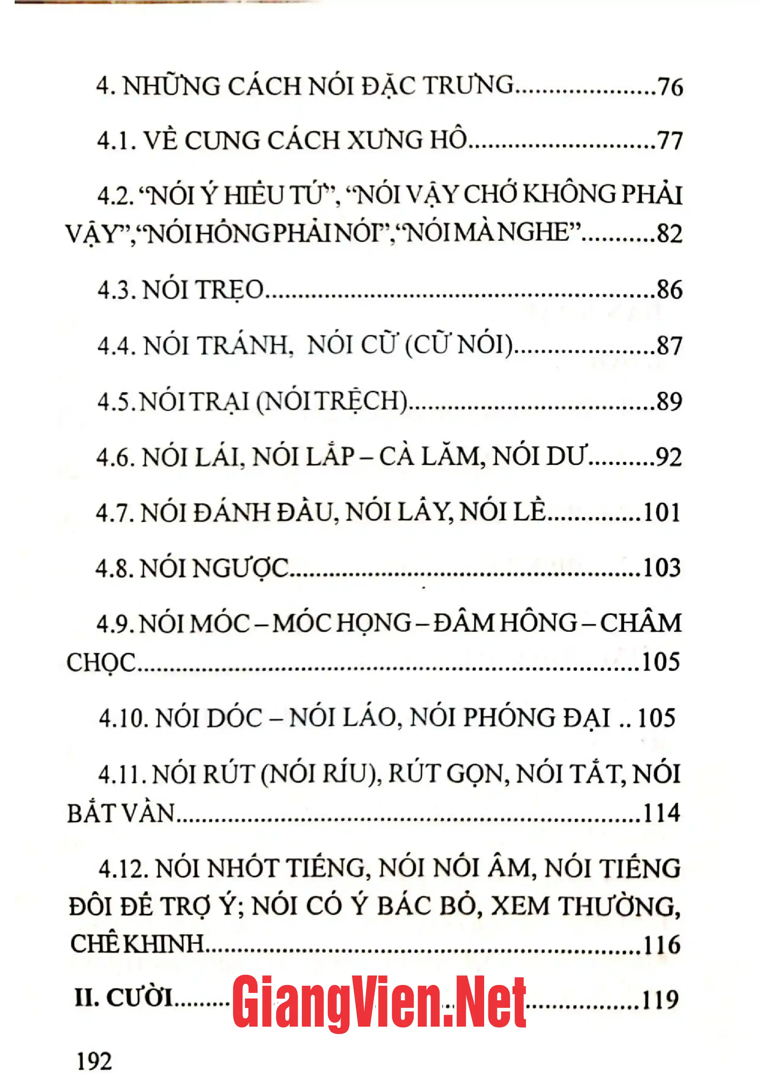 Mục lục chi tiết trang 1 sách Sự biểu tỏ trong cách nói, kiểu cười của người Nam Bộ
