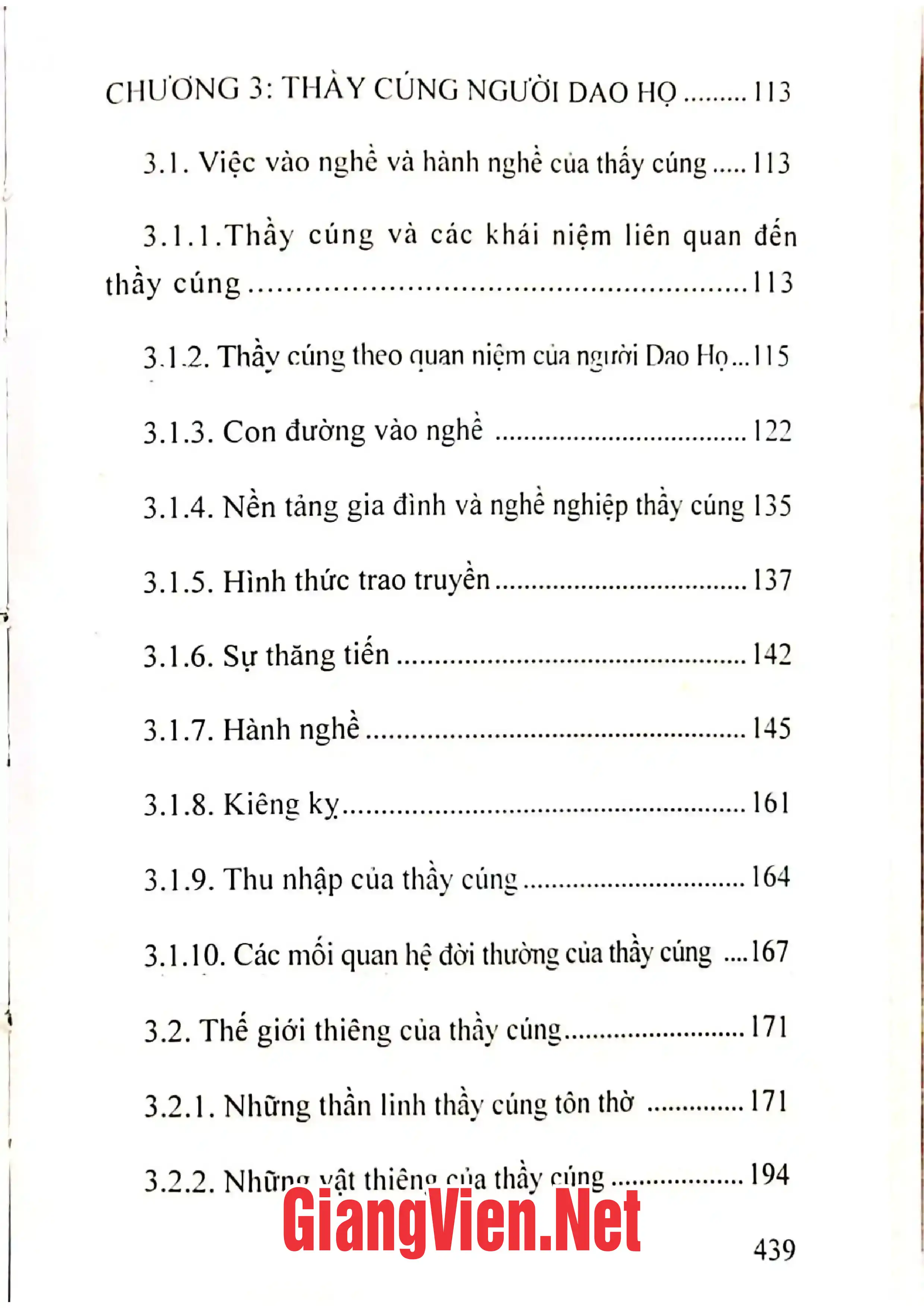 Mục lục chi tiết trang 2 sách Thầy cúng trong văn hóa tín ngưỡng người Dao Họ