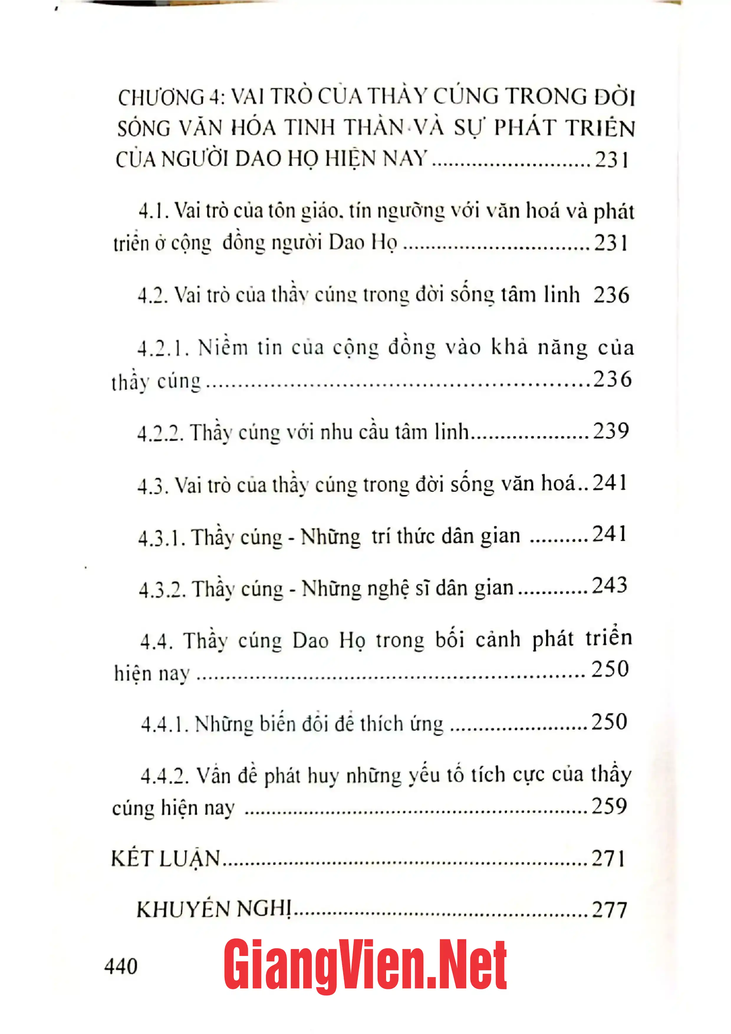 Mục lục chi tiết trang 3 sách Thầy cúng trong văn hóa tín ngưỡng người Dao Họ