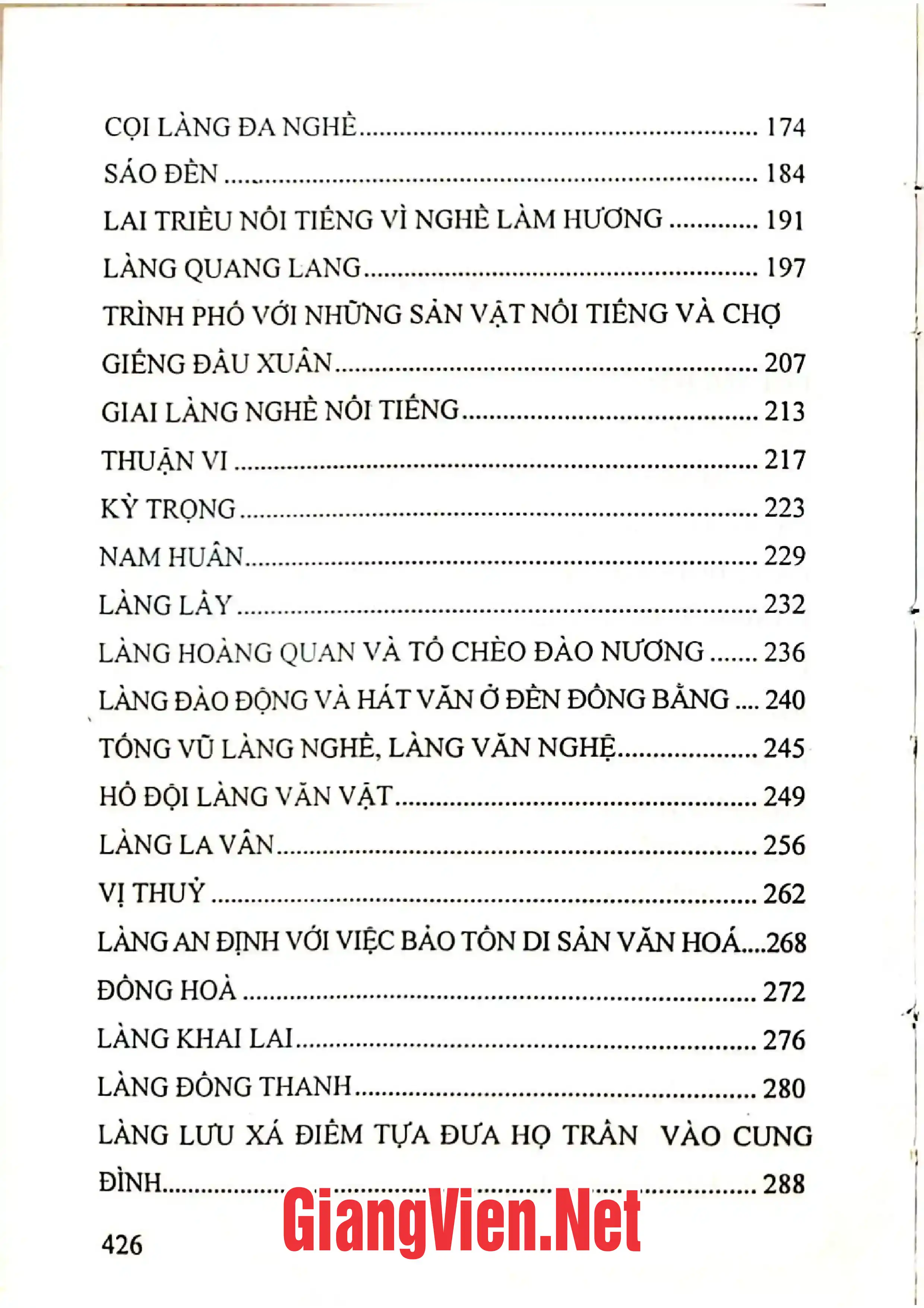 Mục lục chi tiết trang 1 sách Những làng văn hóa văn nghệ dân gian đặc sắc