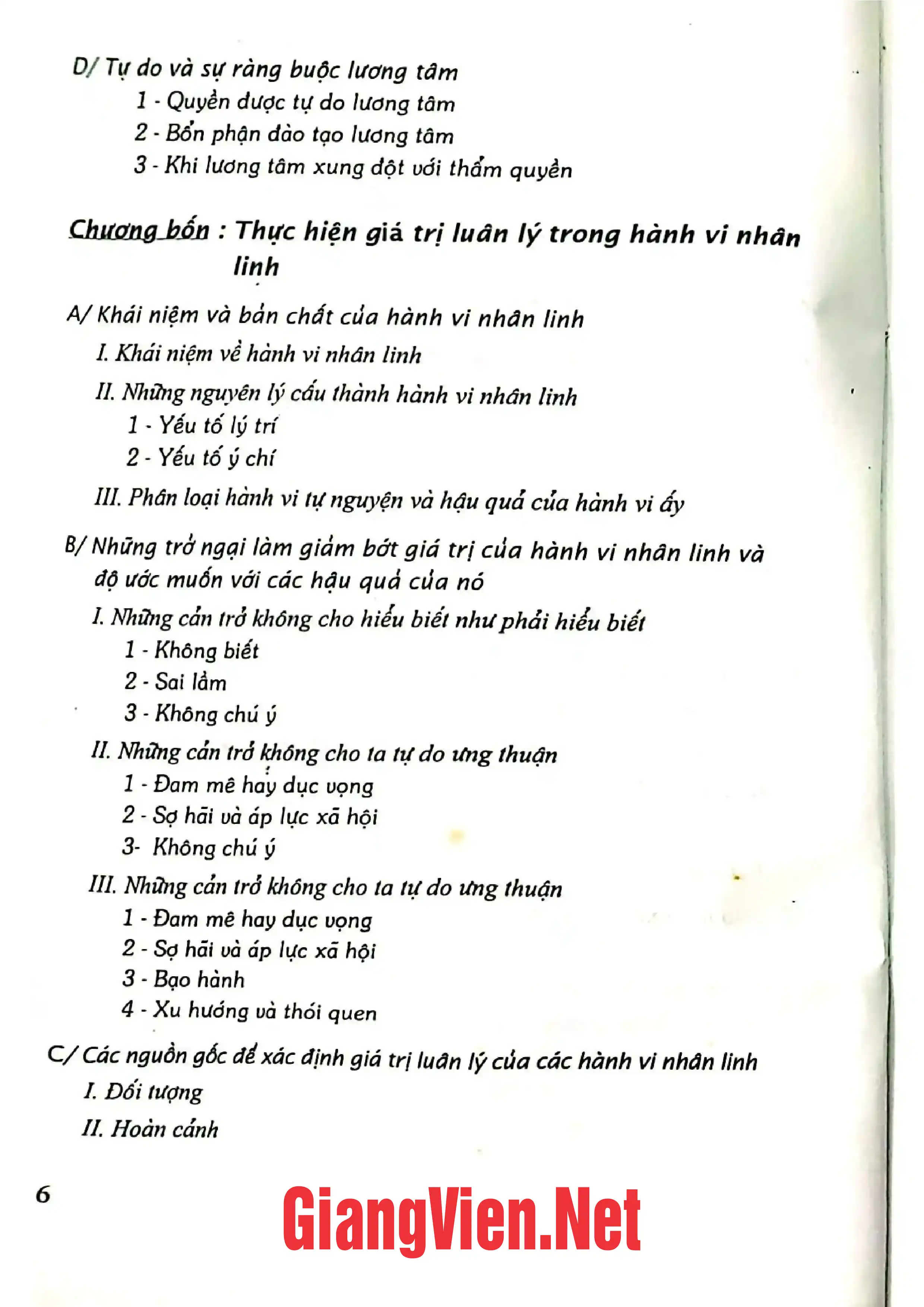 Mục lục chi tiết trang 1 sách Thần học luân lý tổng quát Tập II