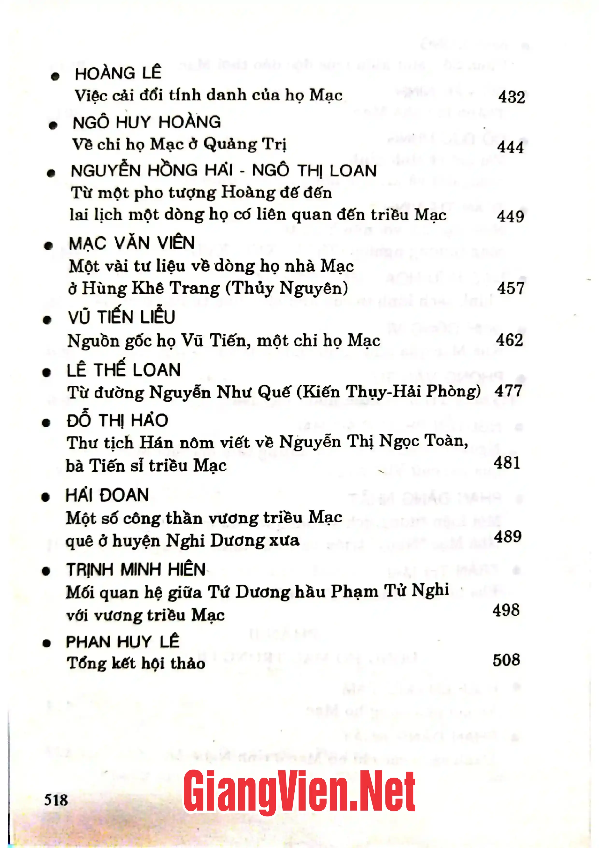 Mục lục chi tiết trang 3 sách Nhà Mạc và dòng họ Mạc trong lịch sử