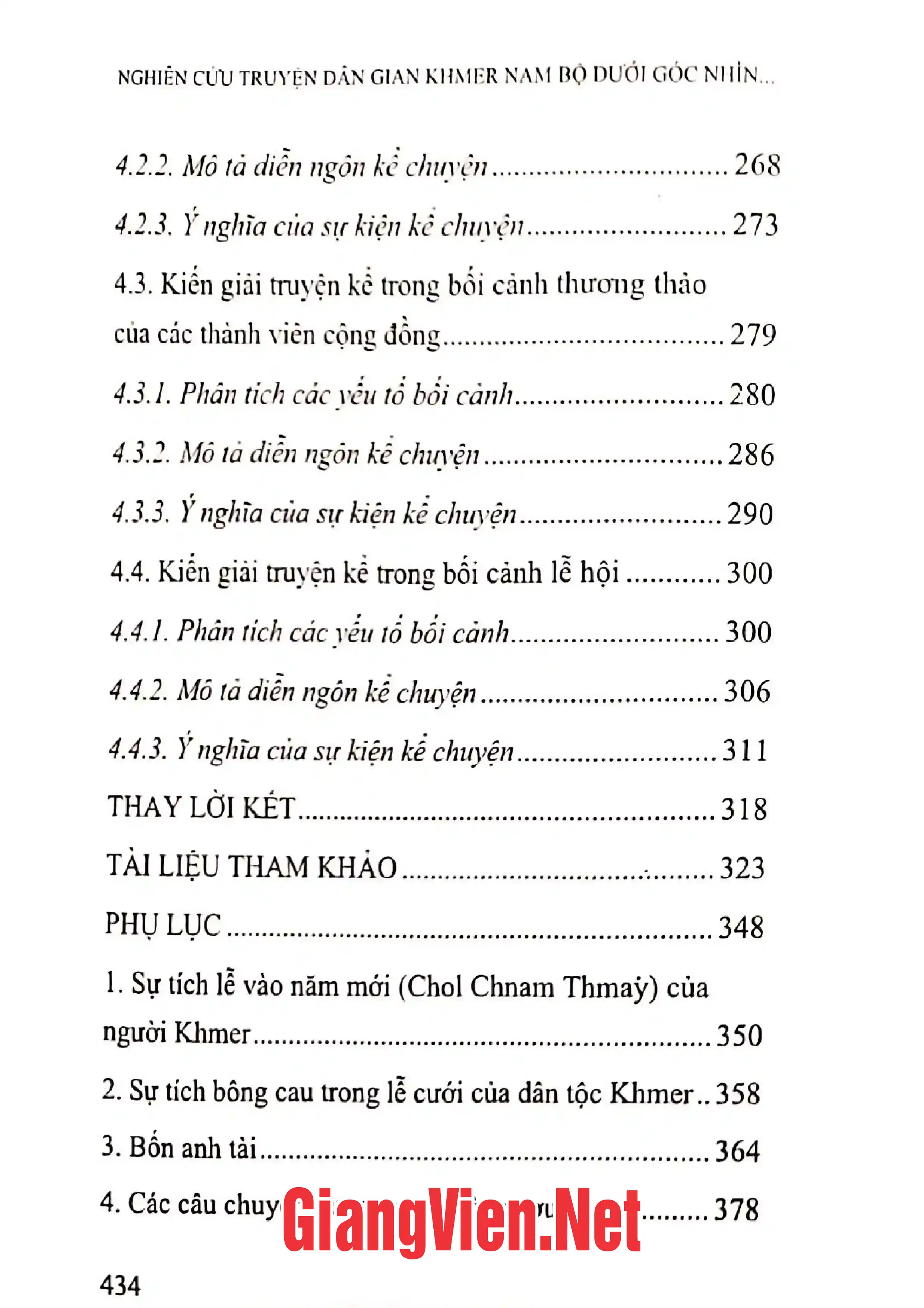 Mục lục chi tiết trang 3 sách Nghiên cứu về truyện dân gian Khmer Nam Bộ dưới góc nhìn bối cảnh