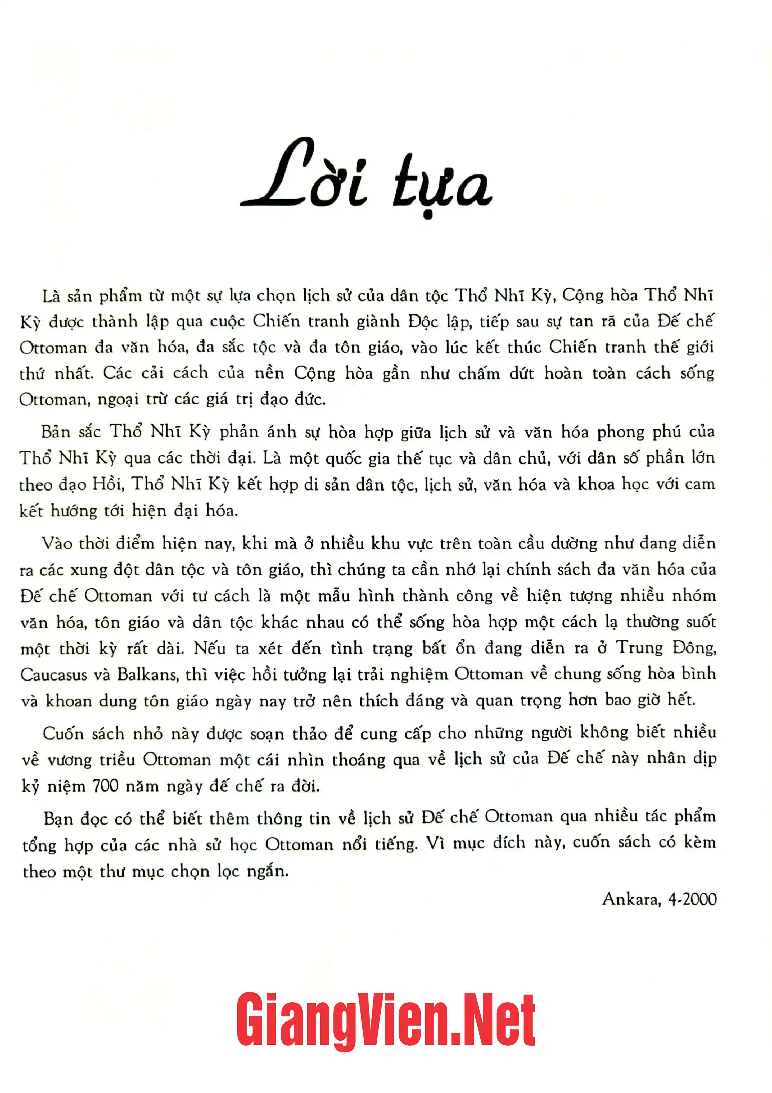 Trang bìa chính thức sách Đế chế Ottoman lịch sử giản yếu