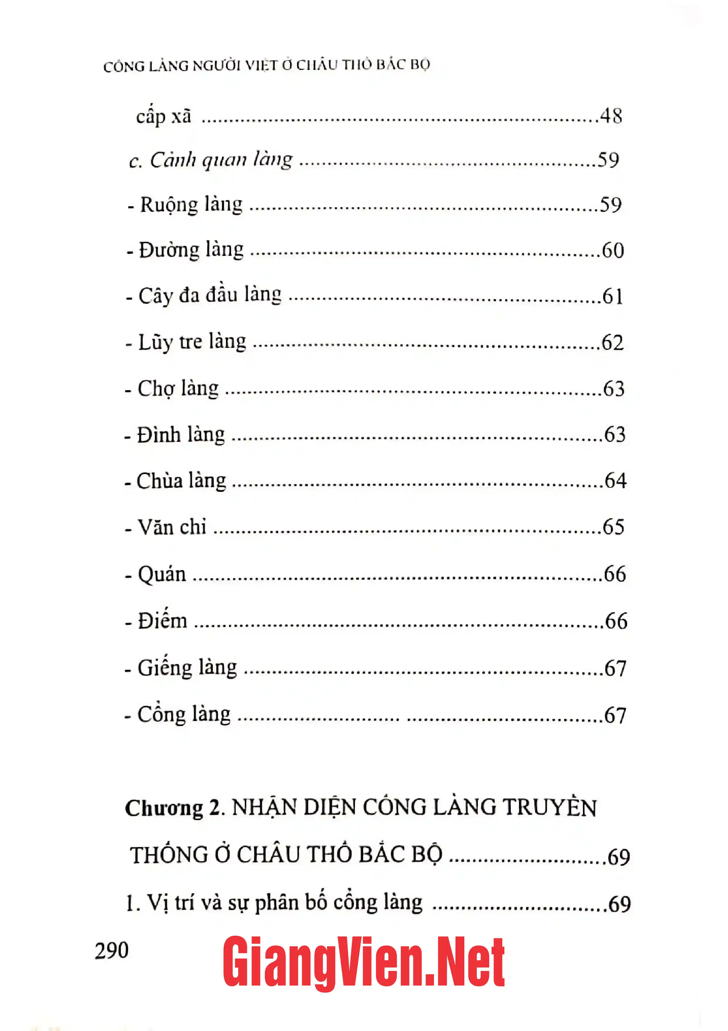 Mục lục chi tiết trang 1 sách Cổng làng người Việt ở châu thổ Bắc Bộ