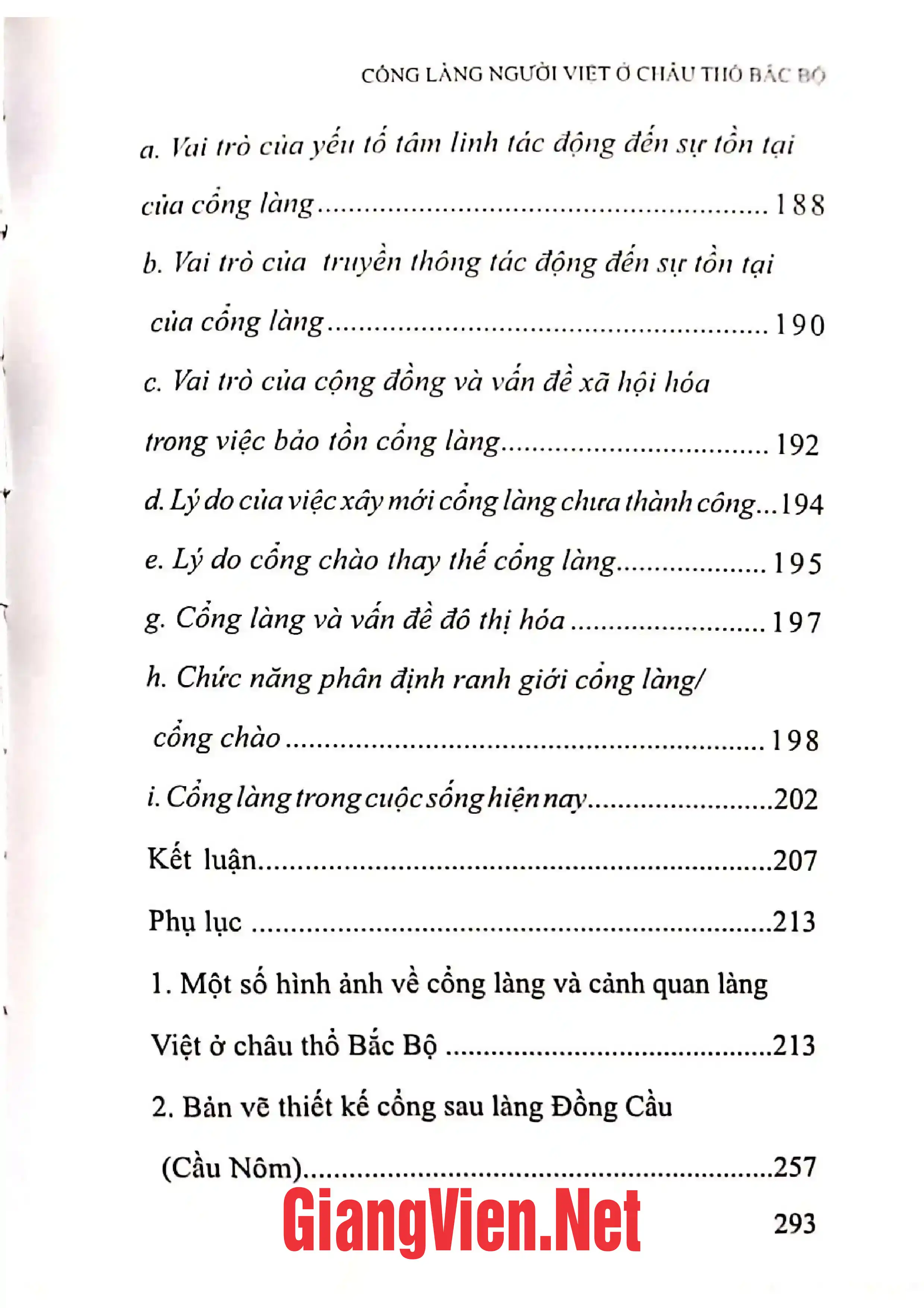 Nội dung trang phụ bản giới thiệu sách Cổng làng người Việt ở châu thổ Bắc Bộ