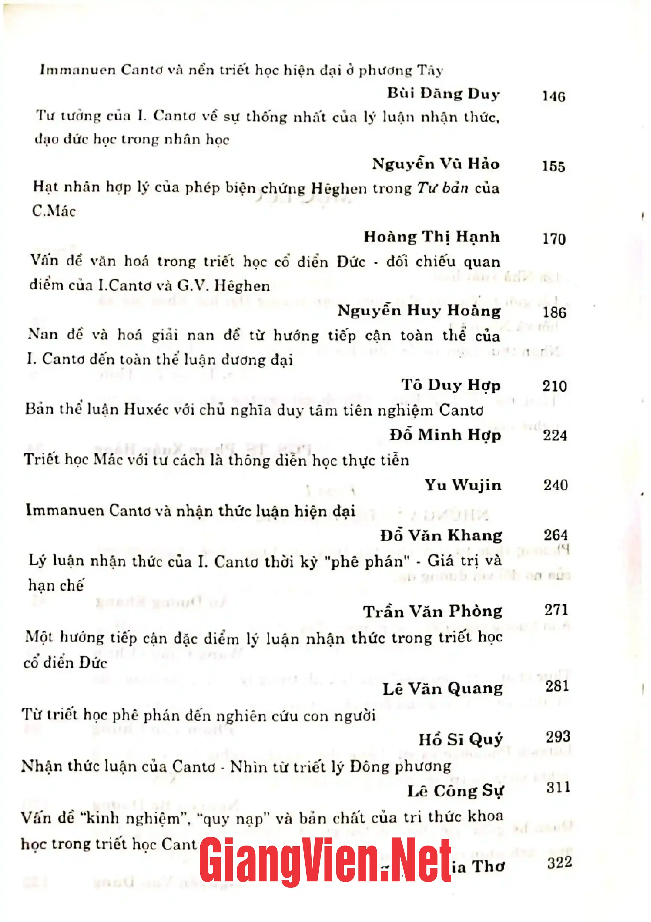 Mục lục chi tiết trang 1 sách Triết học cổ điển Đức những vấn đề nhận thức luận và đạo đức học