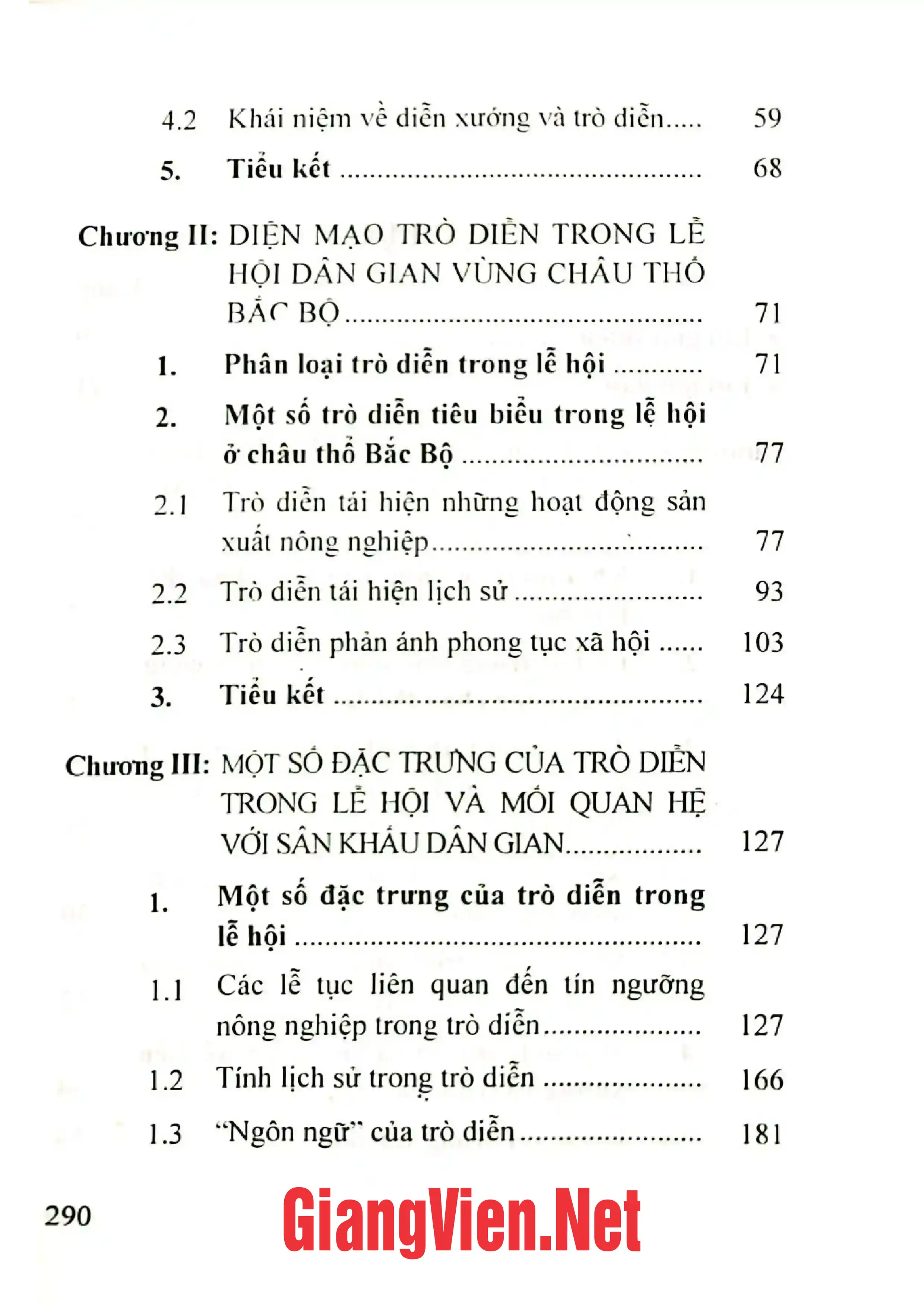 Mục lục chi tiết trang 1 sách Trò diễn trong lễ hội dân gian của người Việt ở Châu Thổ Bắc Bộ