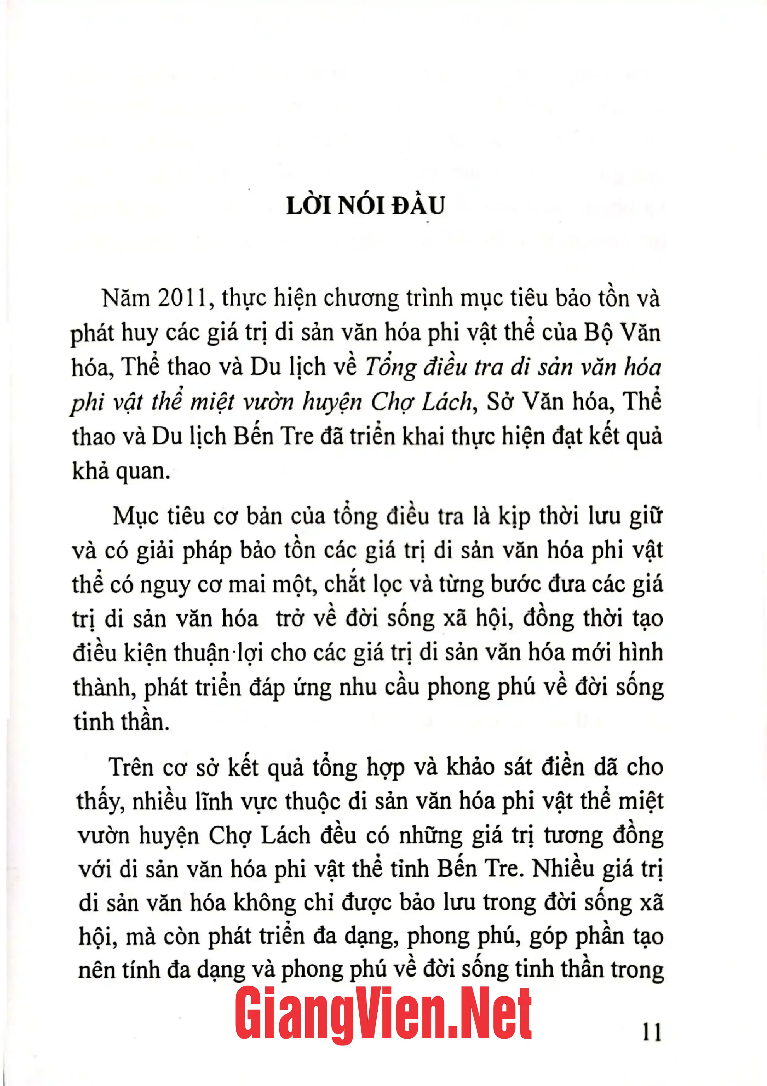 Mục lục chi tiết trang 1 sách Di sản văn hóa phi vật thể miệt vườn huyện Chợ Lách