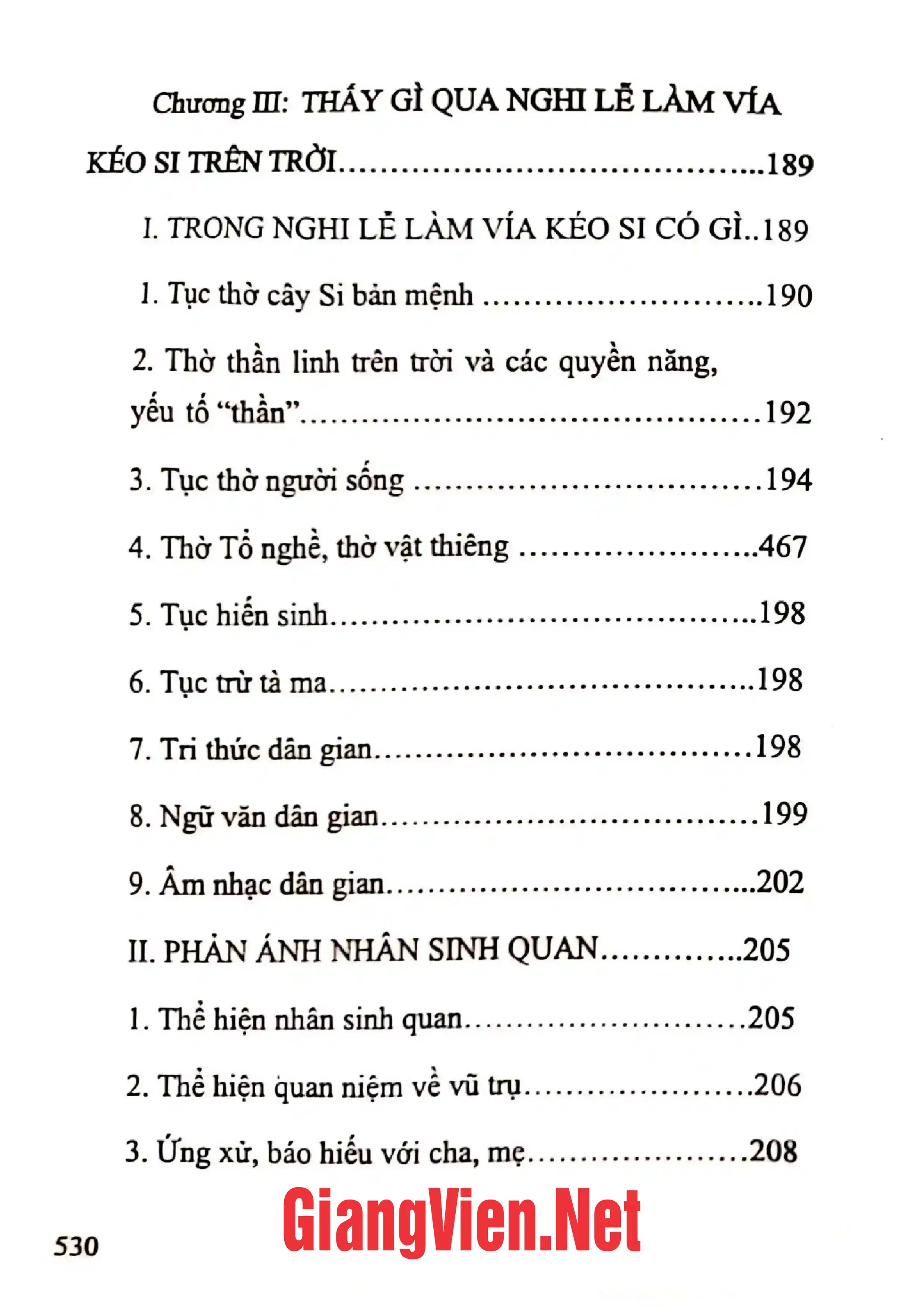Mục lục chi tiết trang 3 sách Tục thờ cây Si