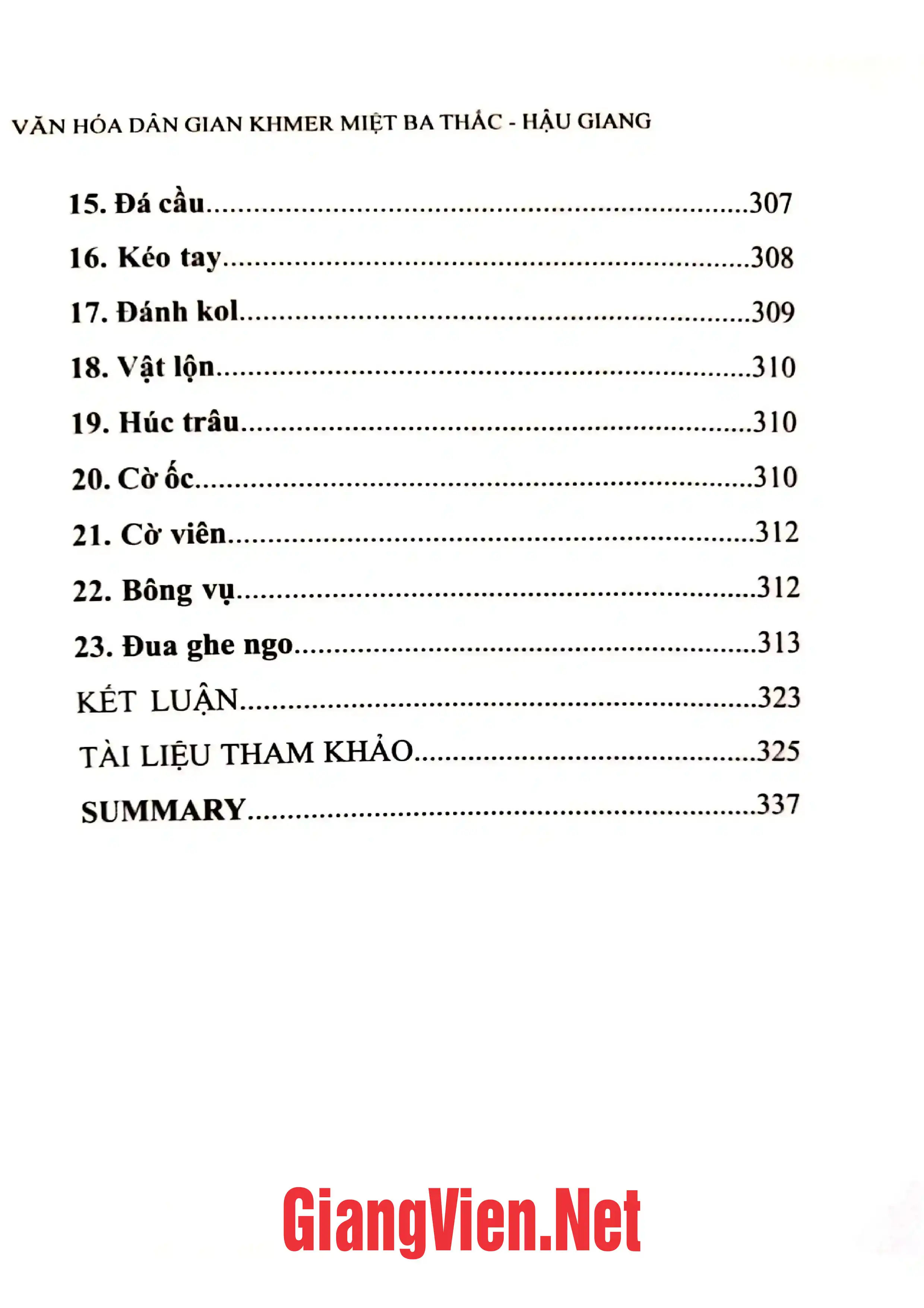 Mục lục chi tiết trang 3 sách Văn hóa dân gian Khmer miệt Ba Thấc - Hậu Giang
