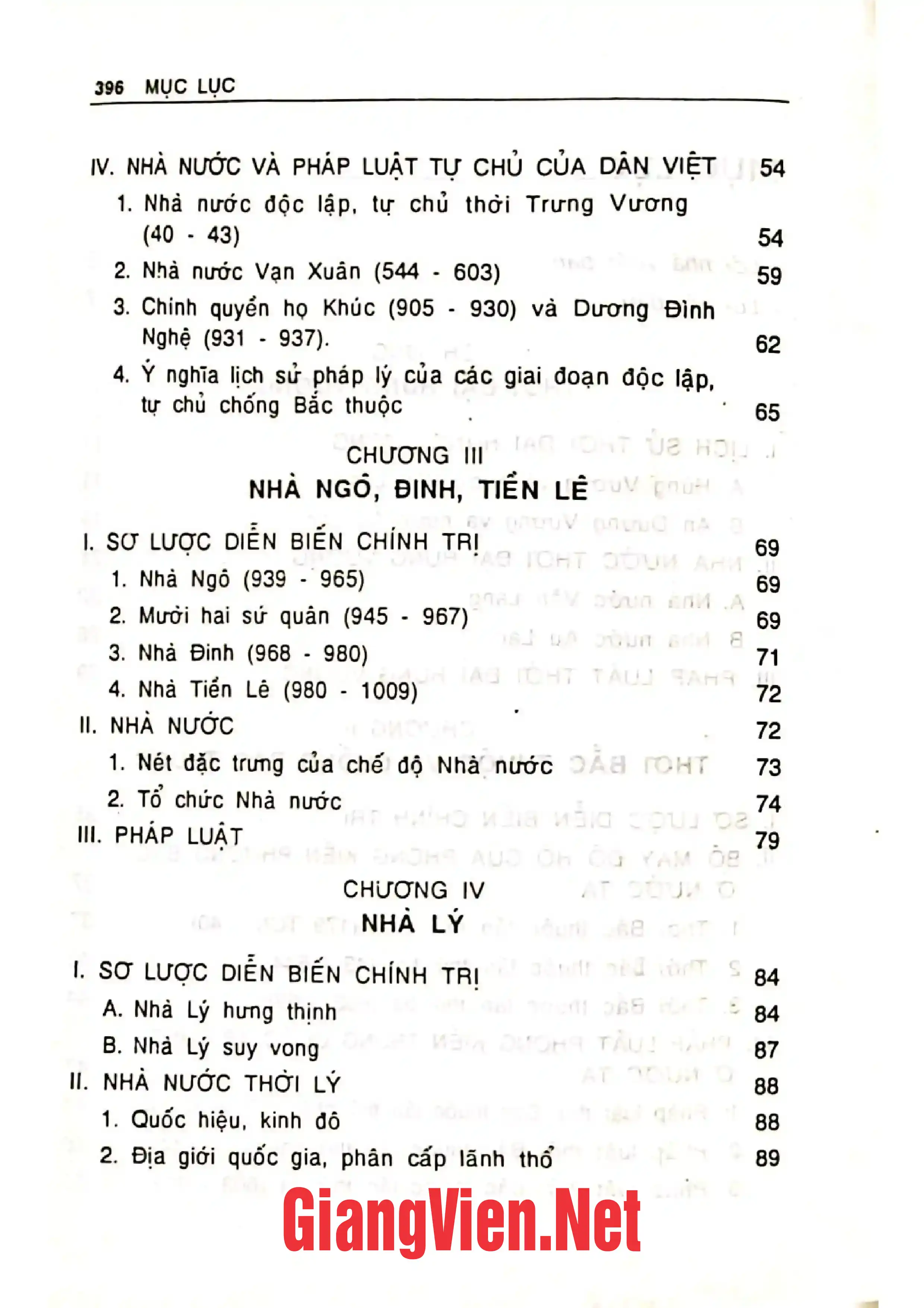 Mục lục chi tiết trang 1 sách Lịch sử các chế định chính trị và pháp quyền ở Việt Nam, tập I,Từ thời đại Hùng Vương đến nhà Hồ