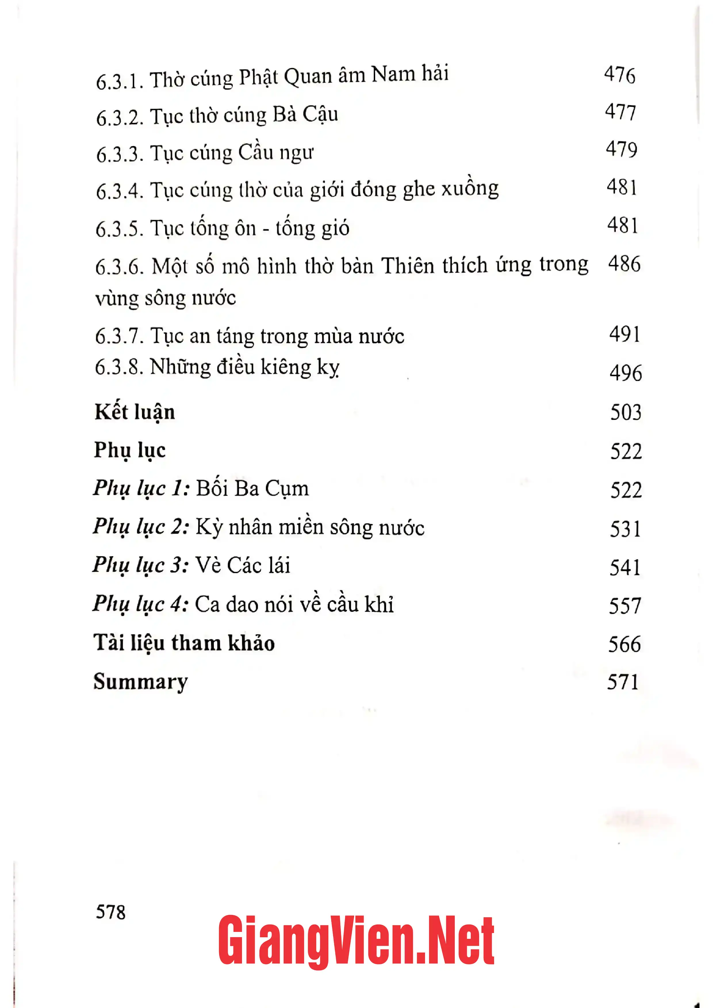 Nội dung mục lục và hình ảnh sách Sông nước trong đời sống văn hóa Nam Bộ - Trang 5