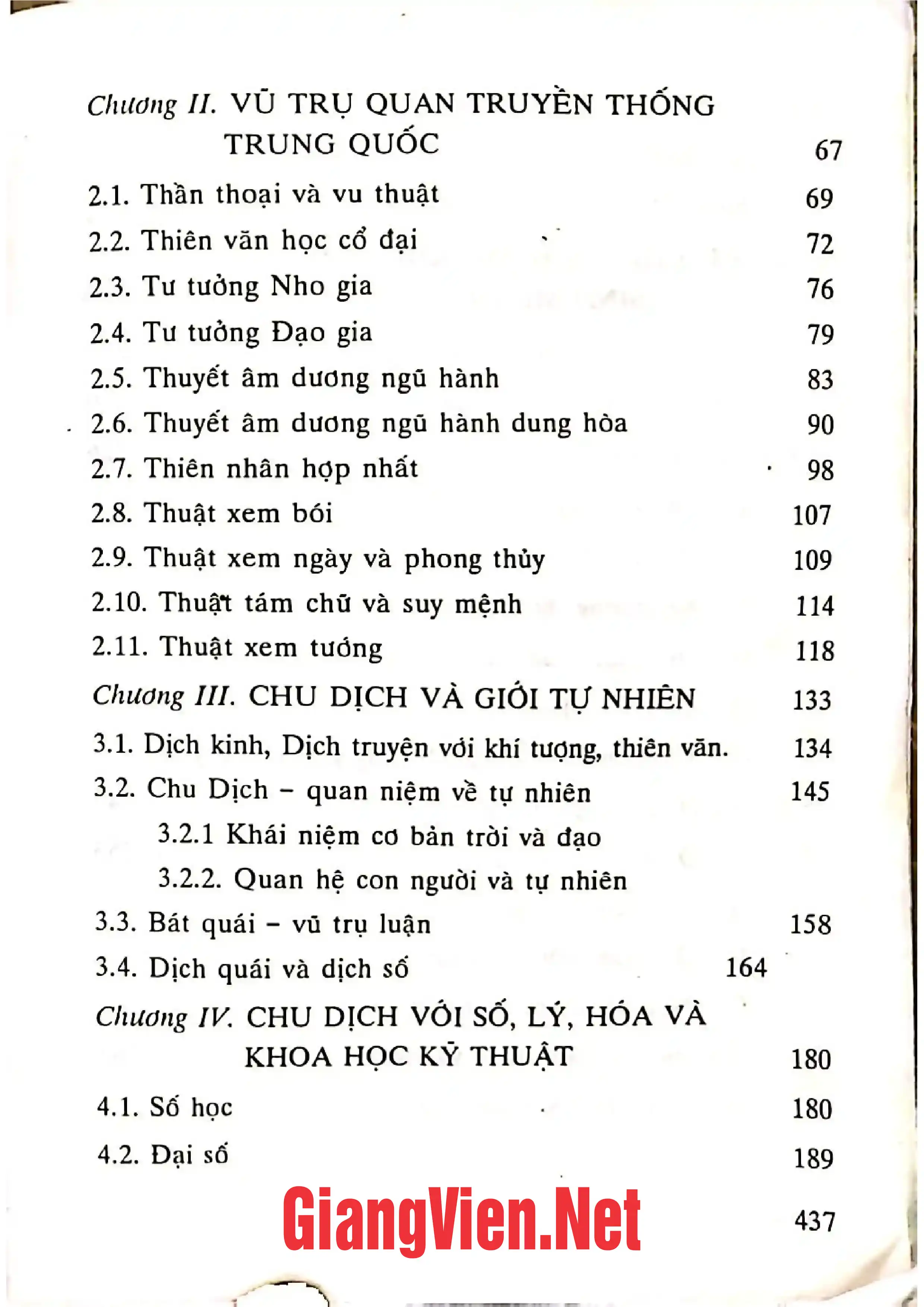 Mục lục chi tiết trang 1 sách Chu dịch vũ trụ quan
