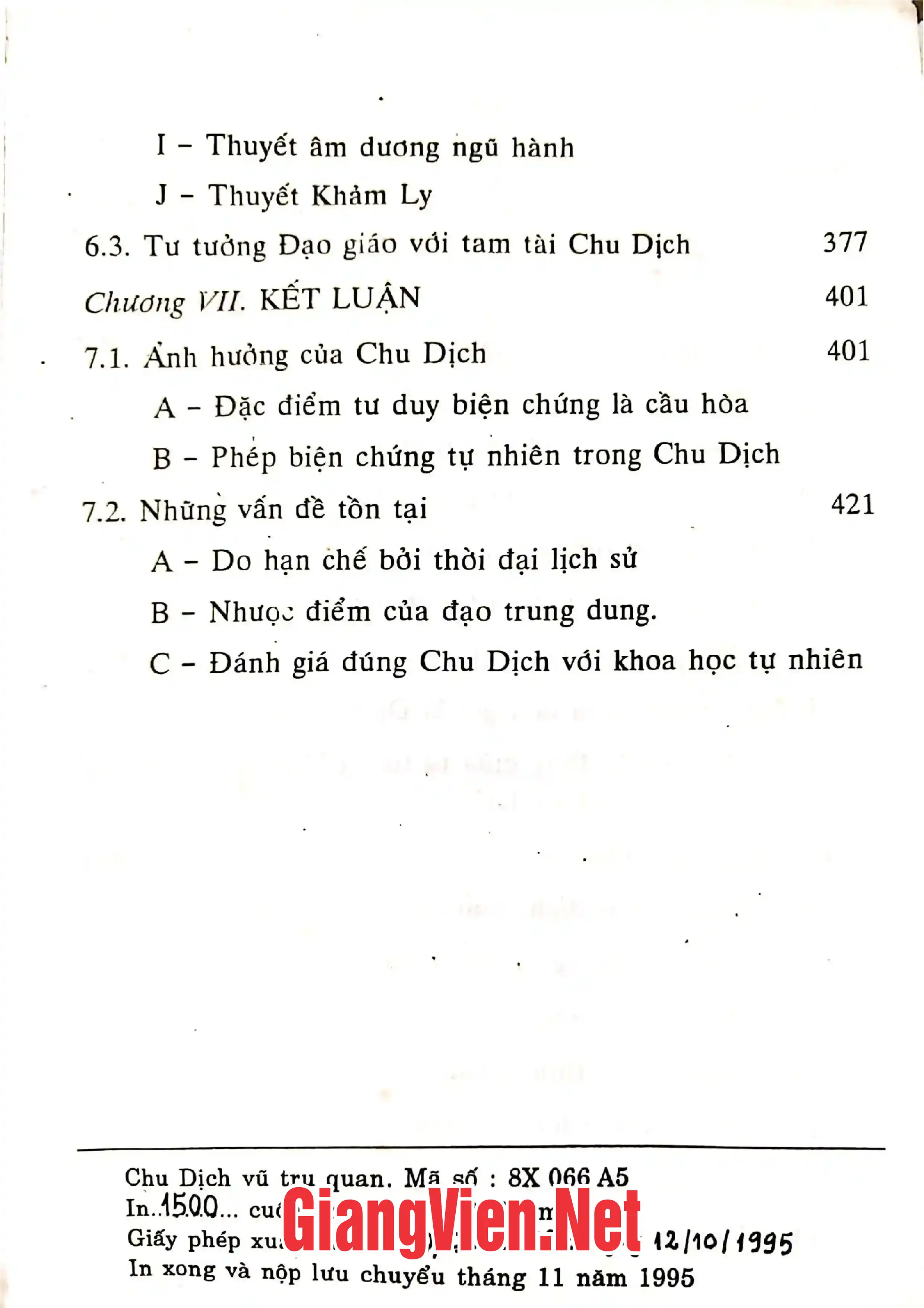 Nội dung trang phụ bản giới thiệu sách Chu dịch vũ trụ quan