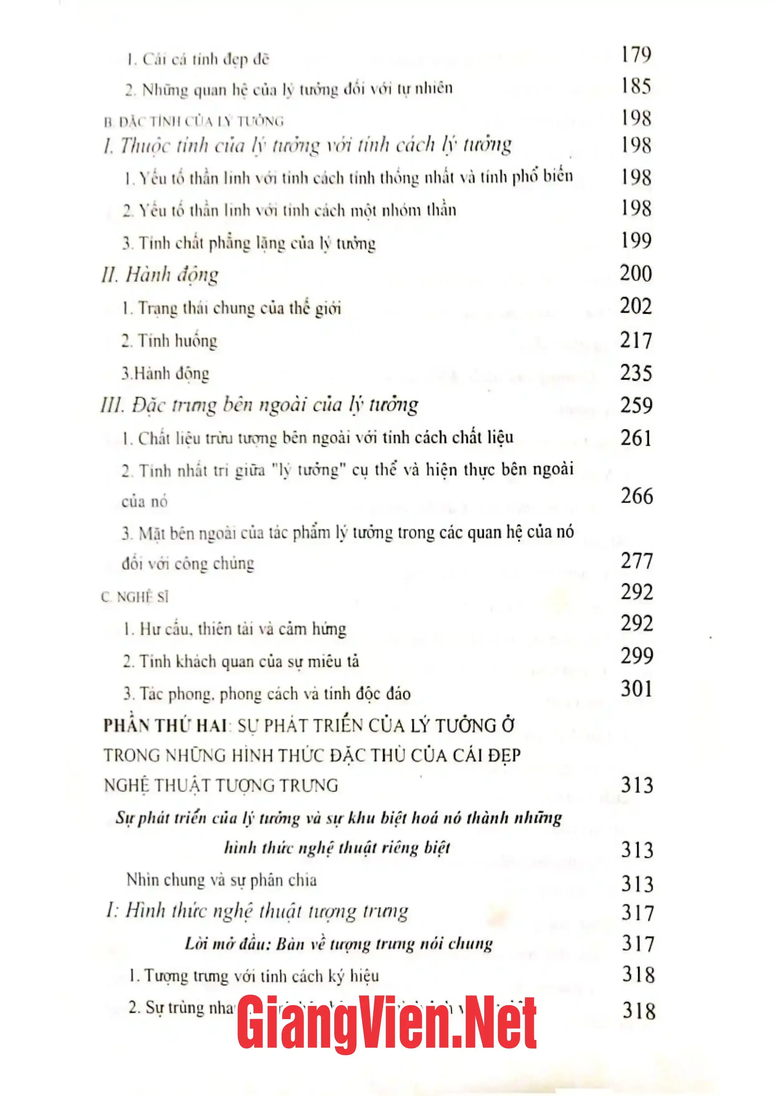 Mục lục chi tiết trang 2 sách Mỹ học