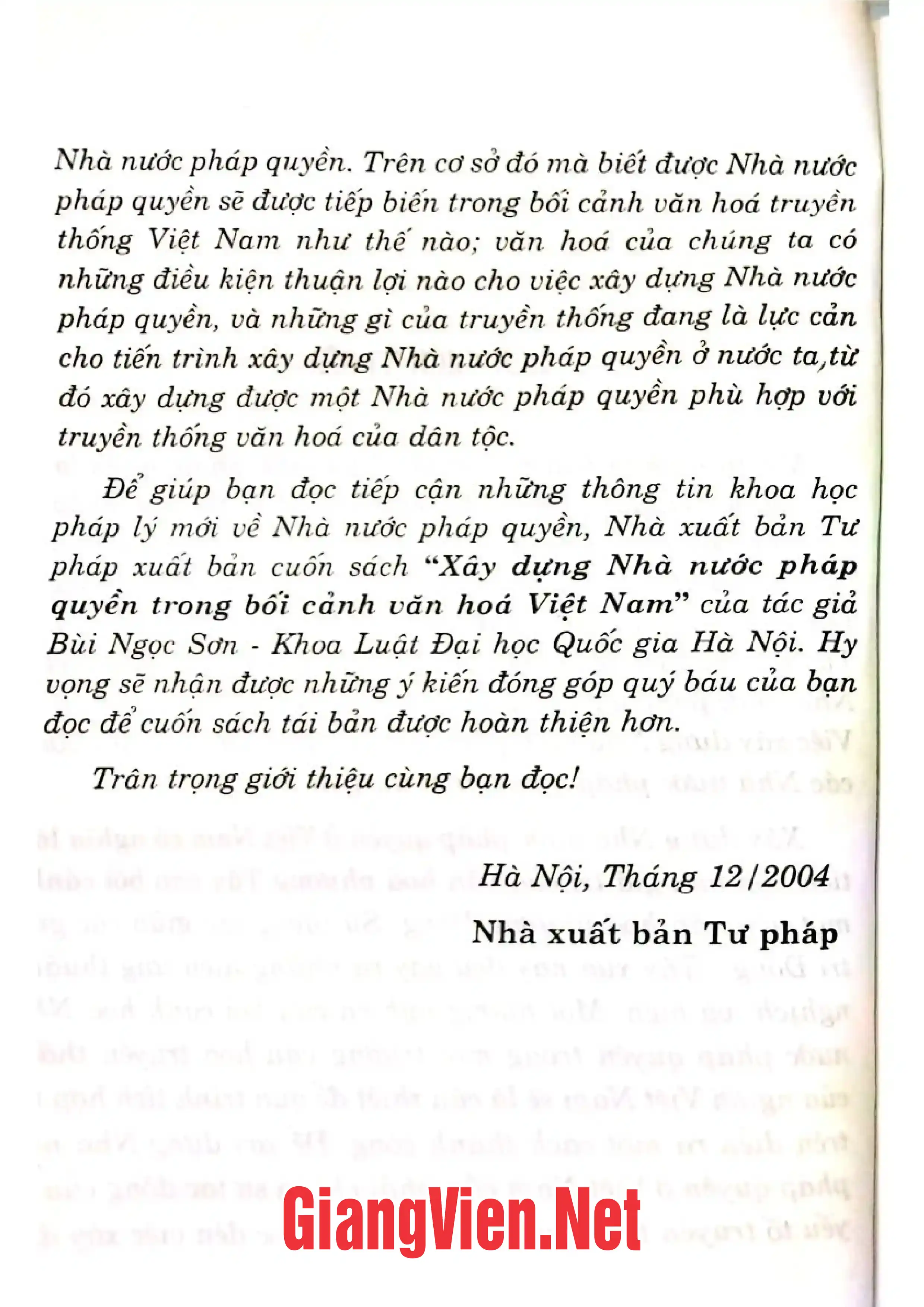 Nội dung mục lục và hình ảnh sách Xây dựng nhà nước pháp quyền trong bối cảnh văn hóa Việt Nam - Trang 5