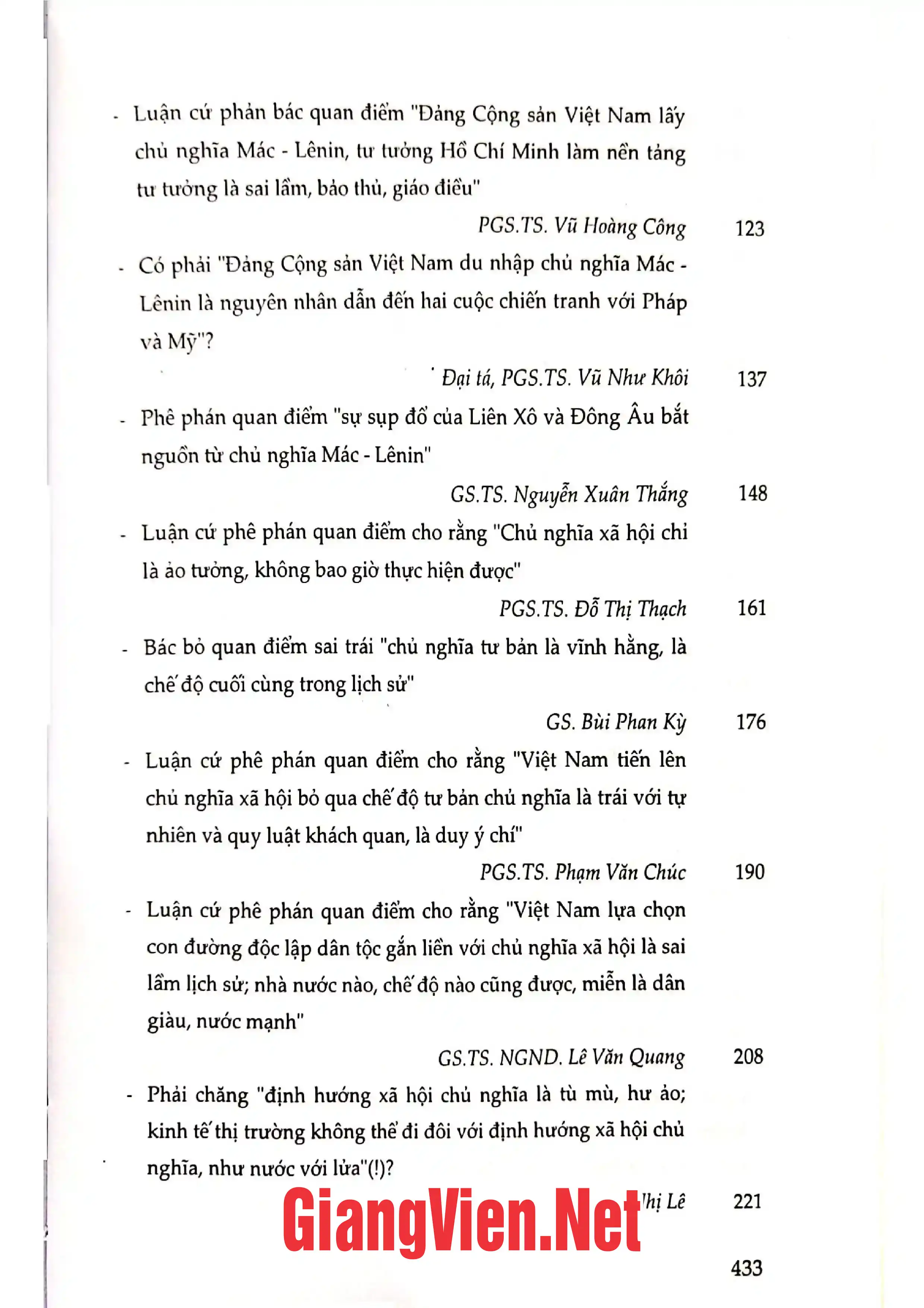 Mục lục chi tiết trang 1 sách Luận cứ phê phán các quan điểm sai trái, thù địch