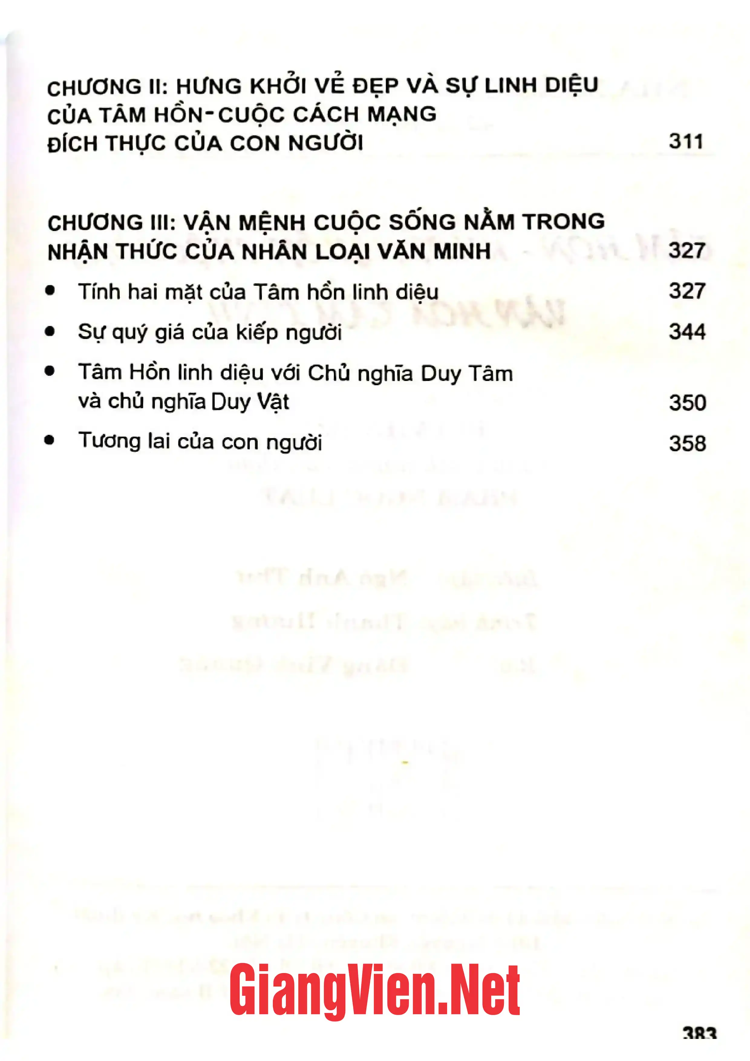 Mục lục chi tiết trang 3 sách Tâm hồn khởi nguồn cuộc sống văn hóa tâm linh