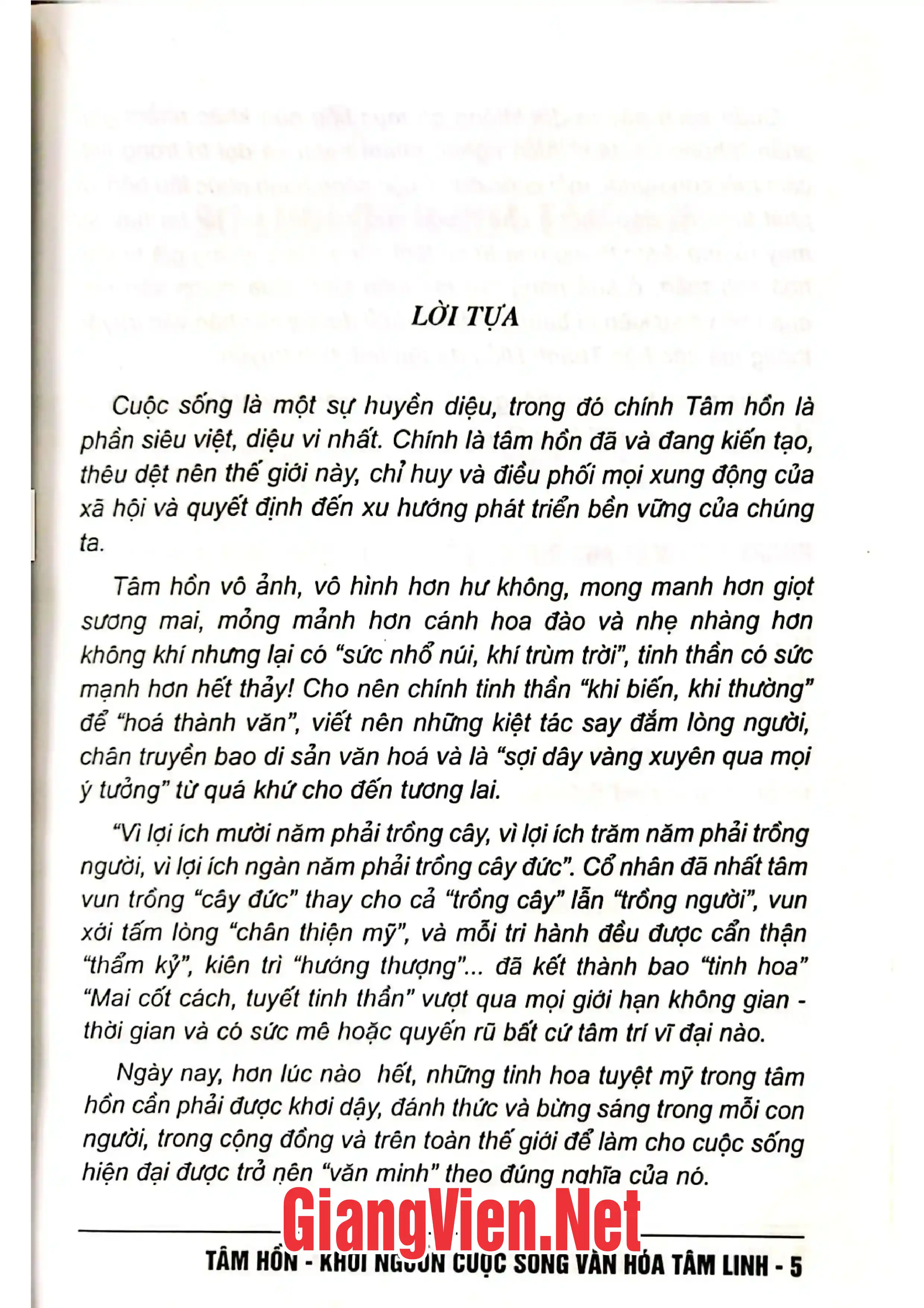 Nội dung trang phụ bản giới thiệu sách Tâm hồn khởi nguồn cuộc sống văn hóa tâm linh