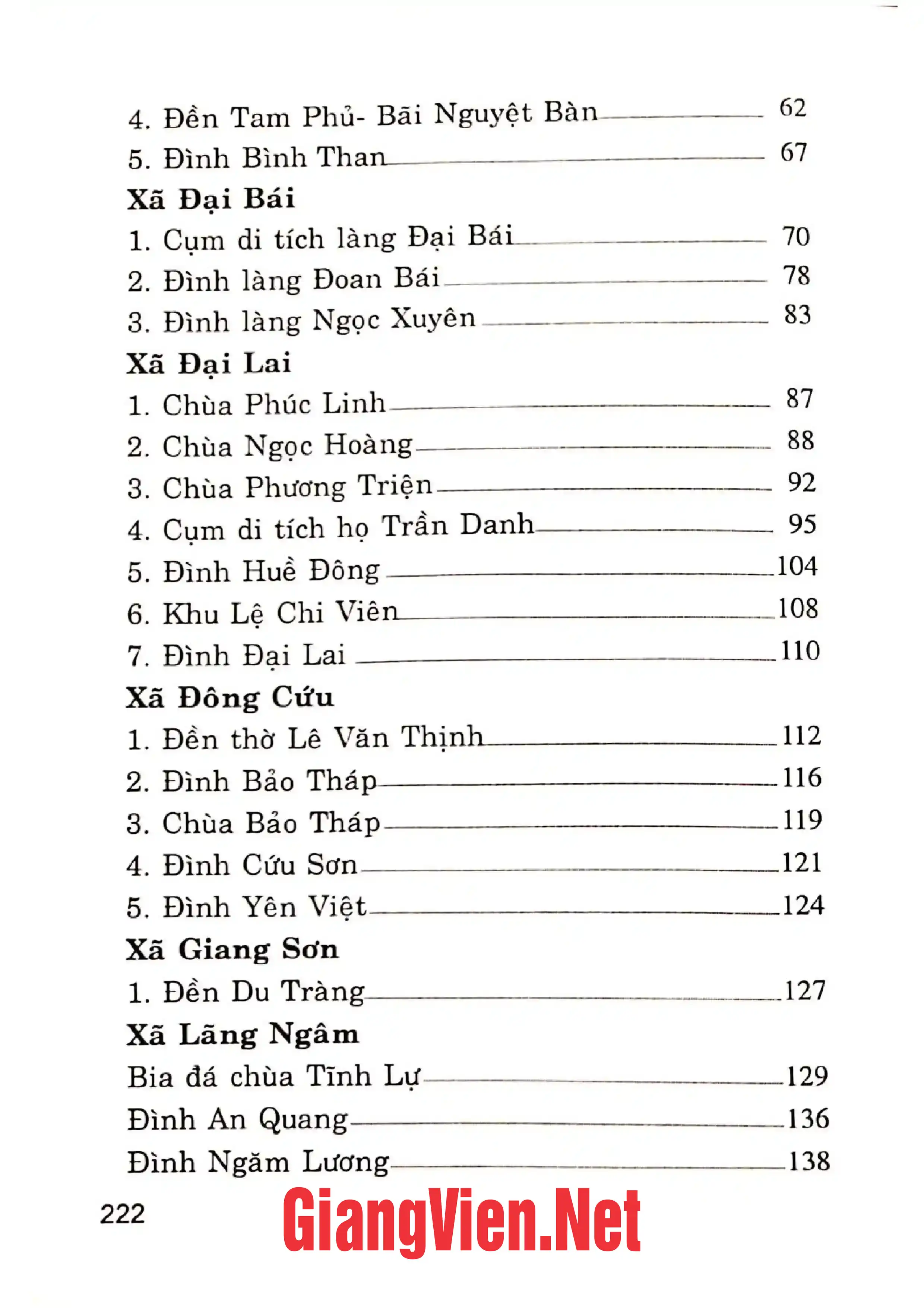 Mục lục chi tiết trang 1 sách Di tích lịch sử- văn hóa huyện Gia Bình, tỉnh Bắc Ninh