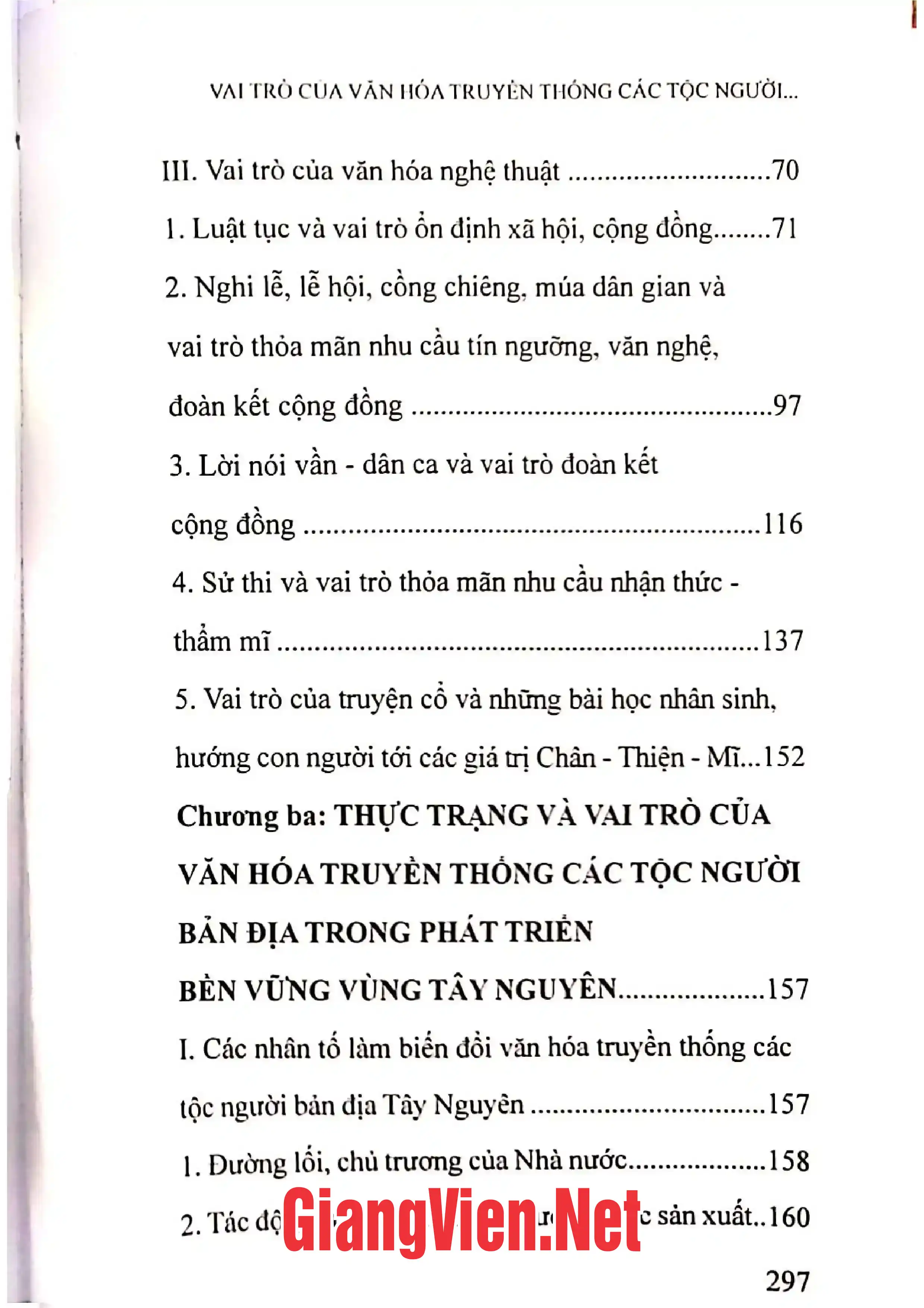 Mục lục chi tiết trang 2 sách Vai trò của văn hóa truyền thống các tộc người bản địa Tây Nguyên đối với sự phát triển bền vững
