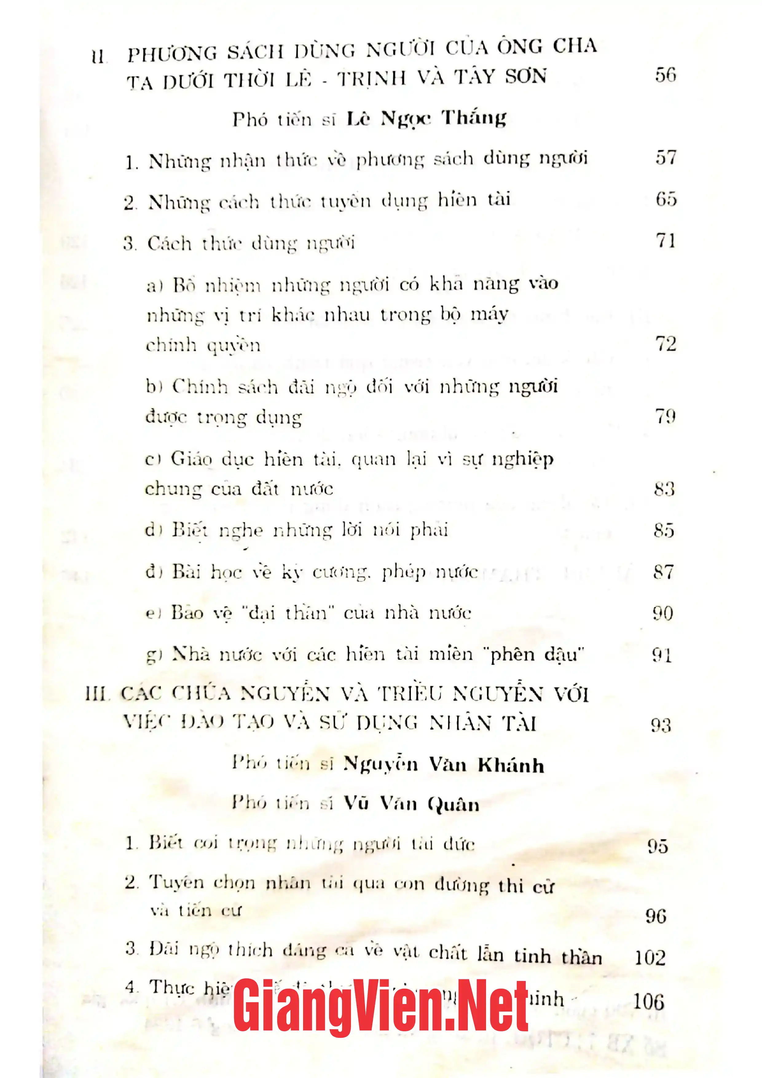 Mục lục chi tiết trang 1 sách Phương sách dùng người xưa của ông cha ta trong lịch sử