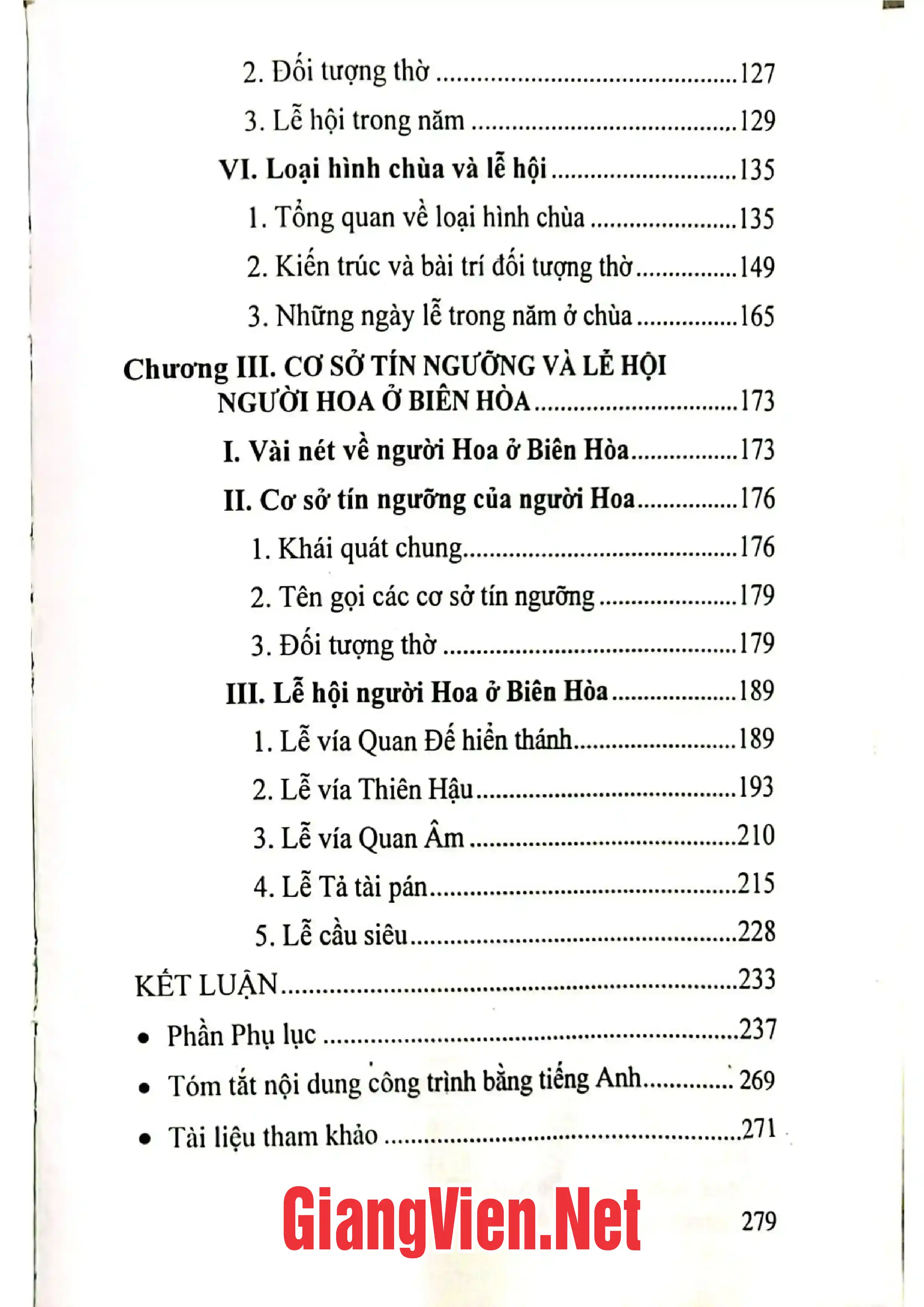 Mục lục chi tiết trang 1 sách Cơ sở tín ngưỡng và lễ hội ở Biên Hòa