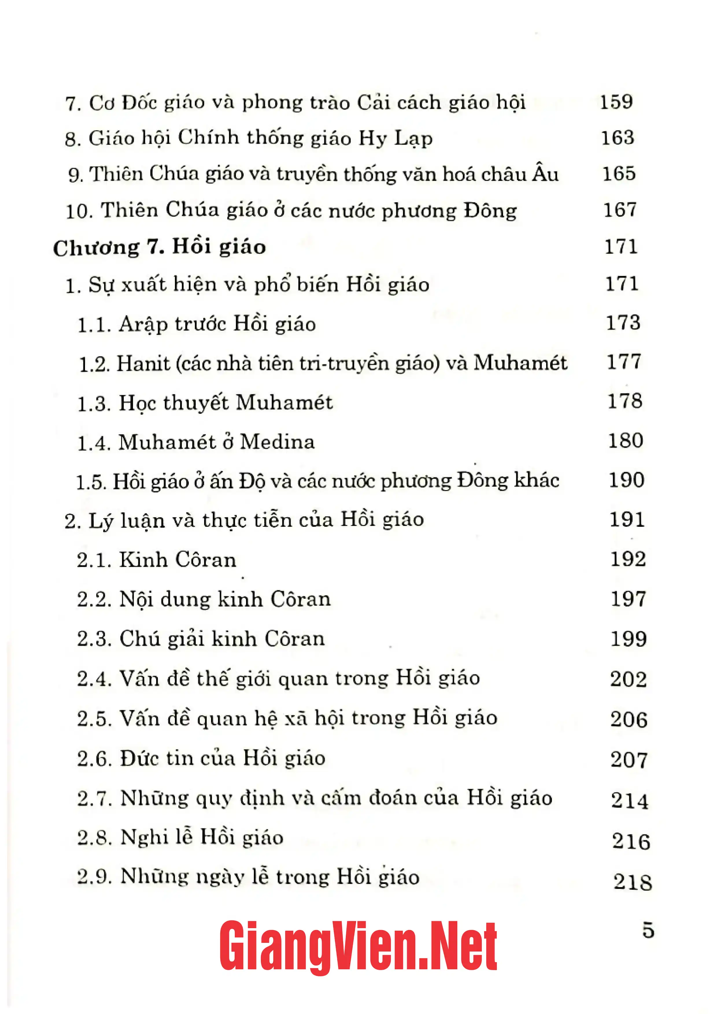 Mục lục chi tiết trang 2 sách Tôn giáo phương Đông quá khứ và hiện đại