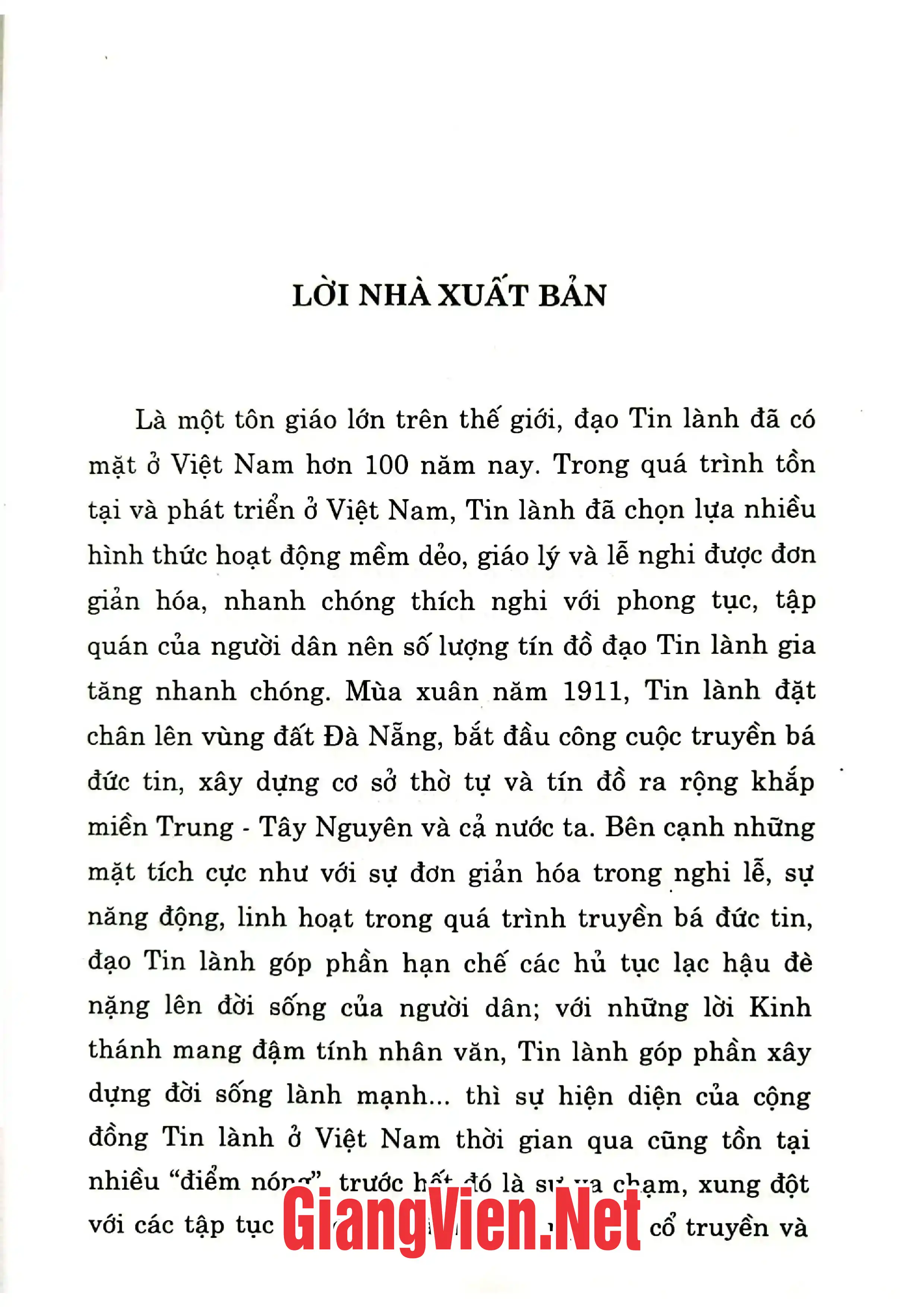 Mục lục chi tiết trang 1 sách Đạo Tin Lành ở miền Trung Tây Nguyên