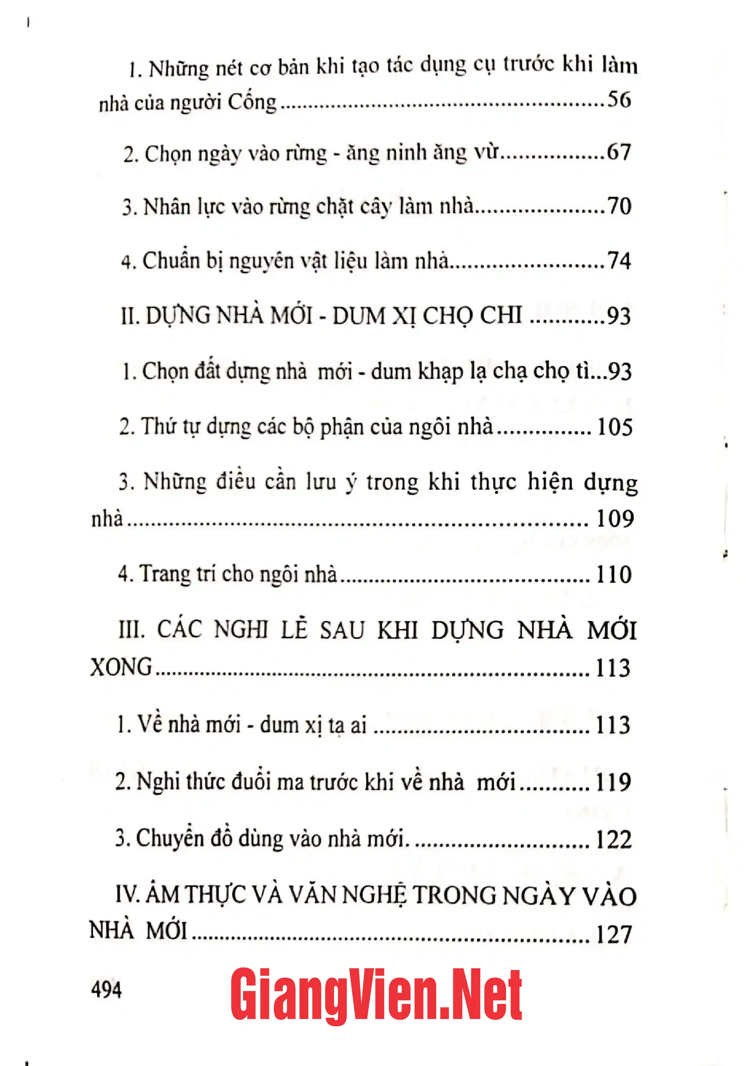 Mục lục chi tiết trang 1 sách Văn hóa dân gian người Cống tỉnh Điện Biên Quyển 2