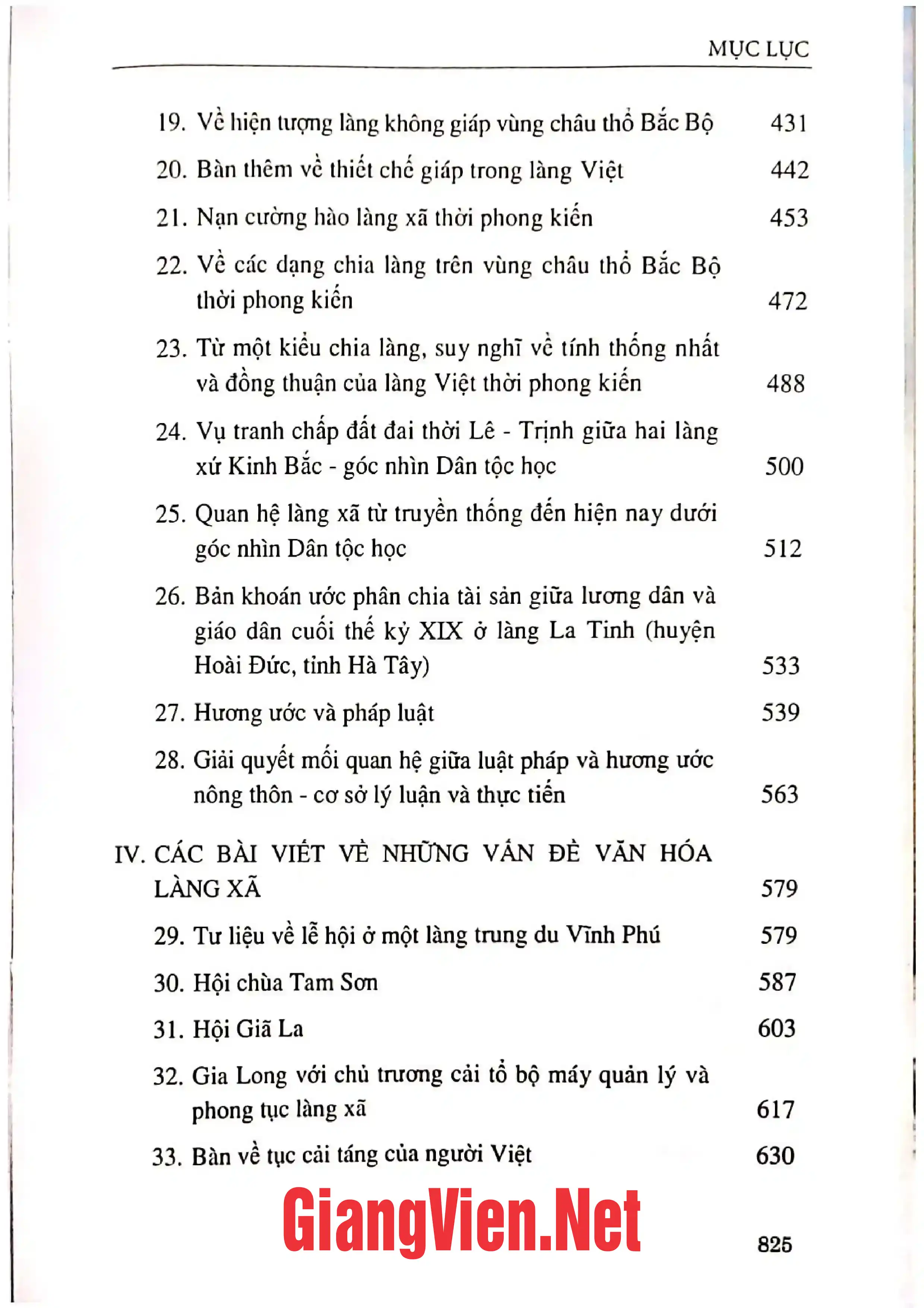 Mục lục chi tiết trang 3 sách Làng Việt ở Bắc Bộ truyền thống và biến đổi