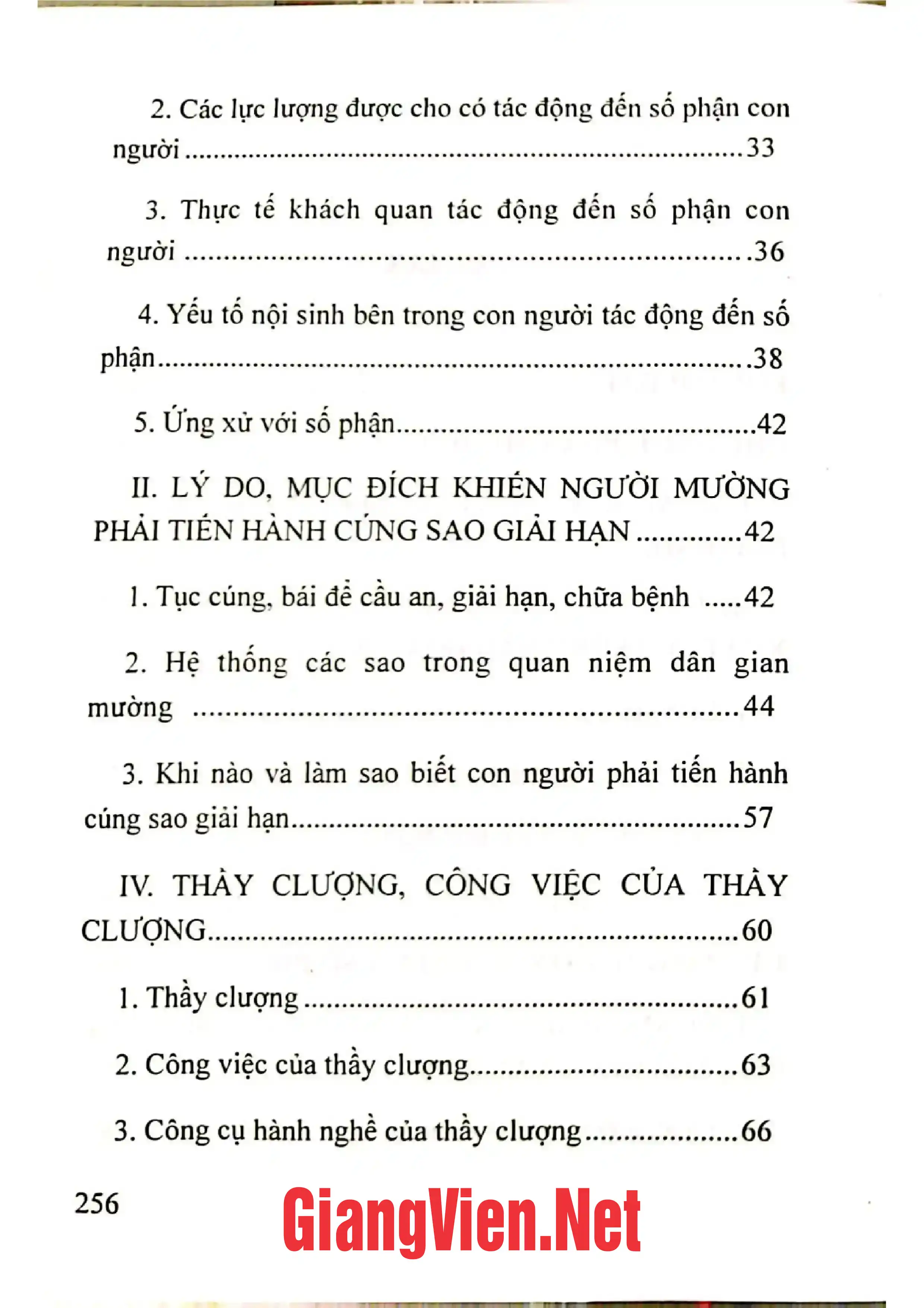 Mục lục chi tiết trang 1 sách Tục cúng sao giải hạn của người Mường ở Hòa Bình