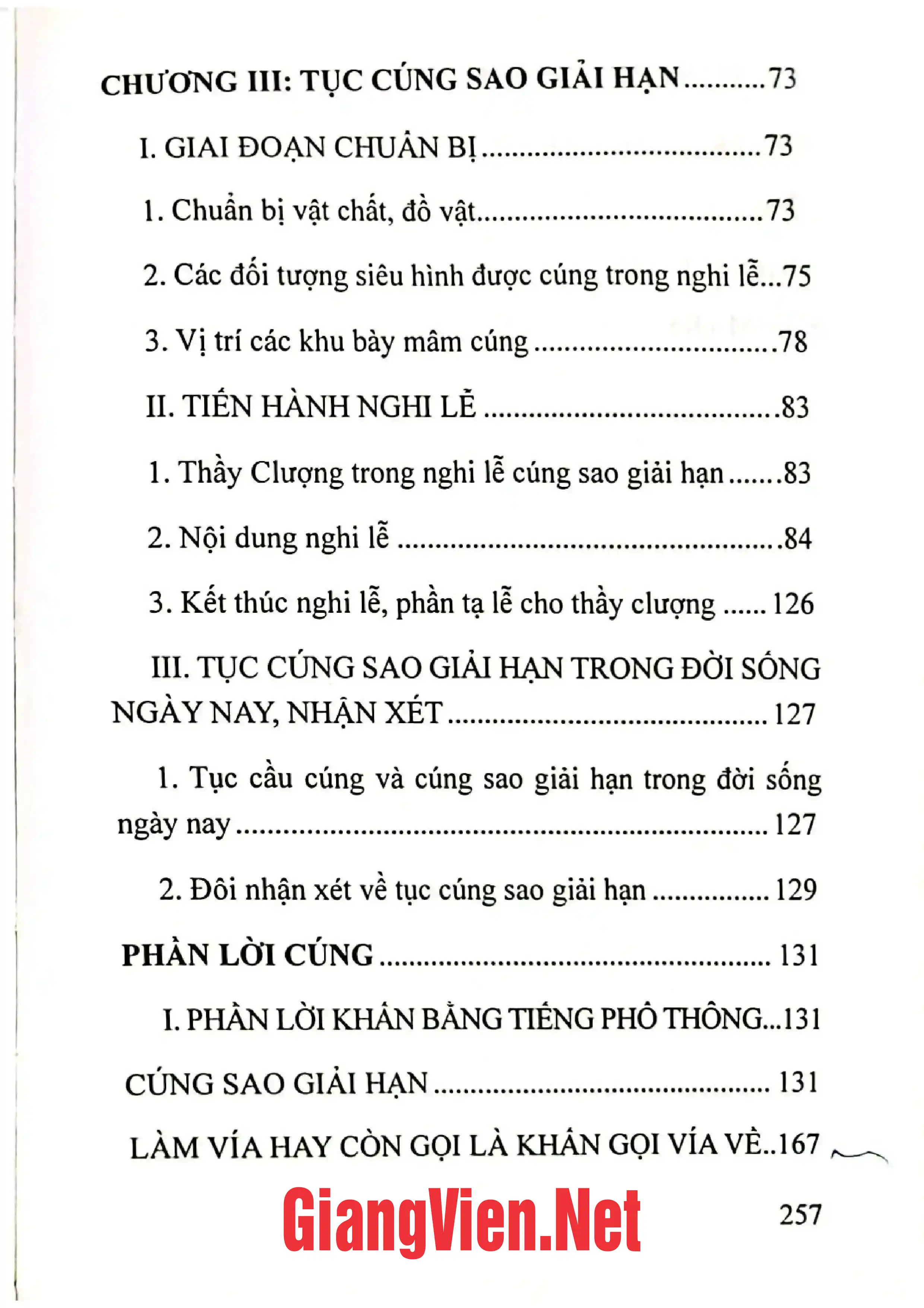 Mục lục chi tiết trang 2 sách Tục cúng sao giải hạn của người Mường ở Hòa Bình