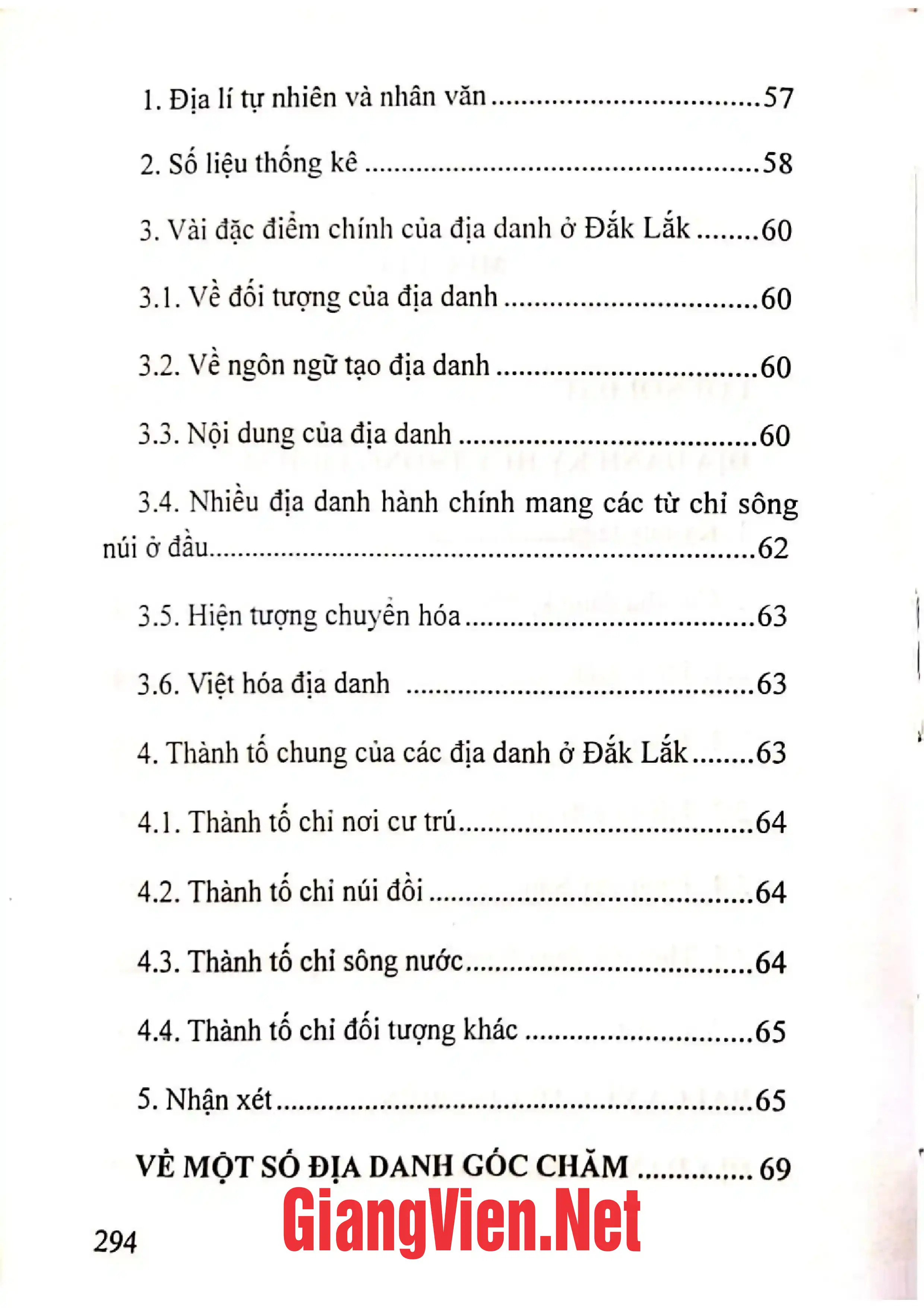Mục lục chi tiết trang 1 sách Những trầm tích trong văn hóa Qua nghiên cứu địa danh