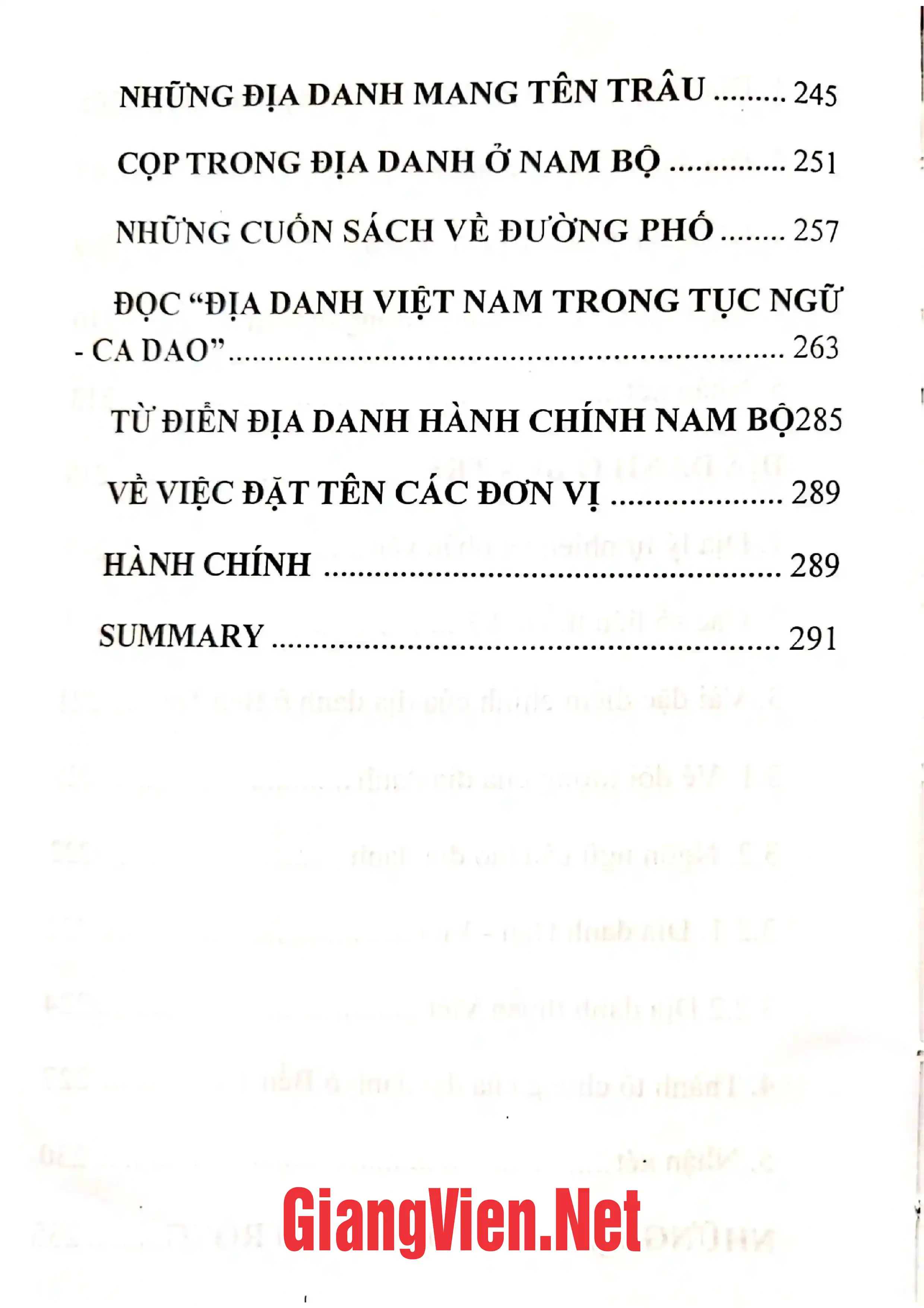 Nội dung mục lục và hình ảnh sách Những trầm tích trong văn hóa Qua nghiên cứu địa danh - Trang 5