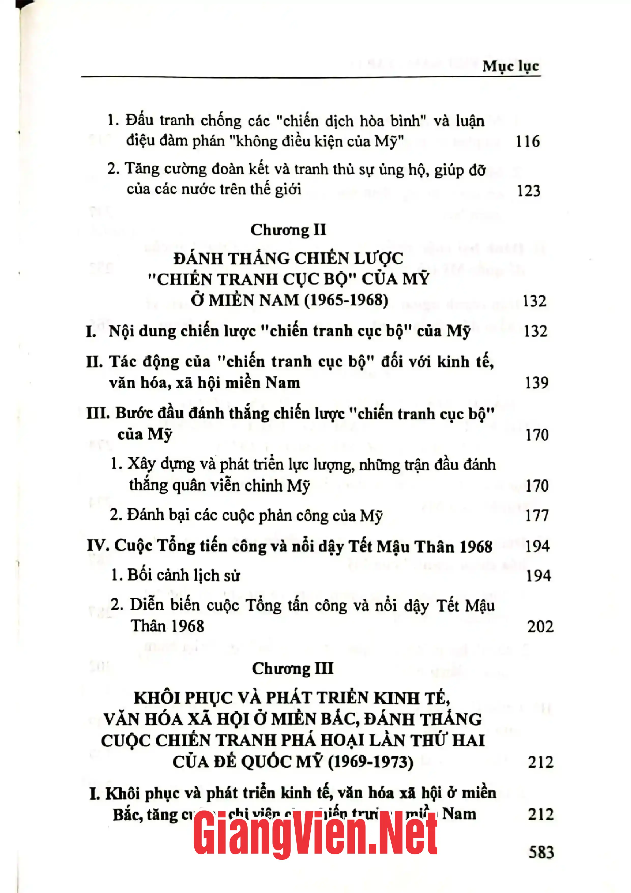 Mục lục chi tiết trang 1 sách Lịch sử Việt Nam tập 13 từ năm 1965 đến năm 1975