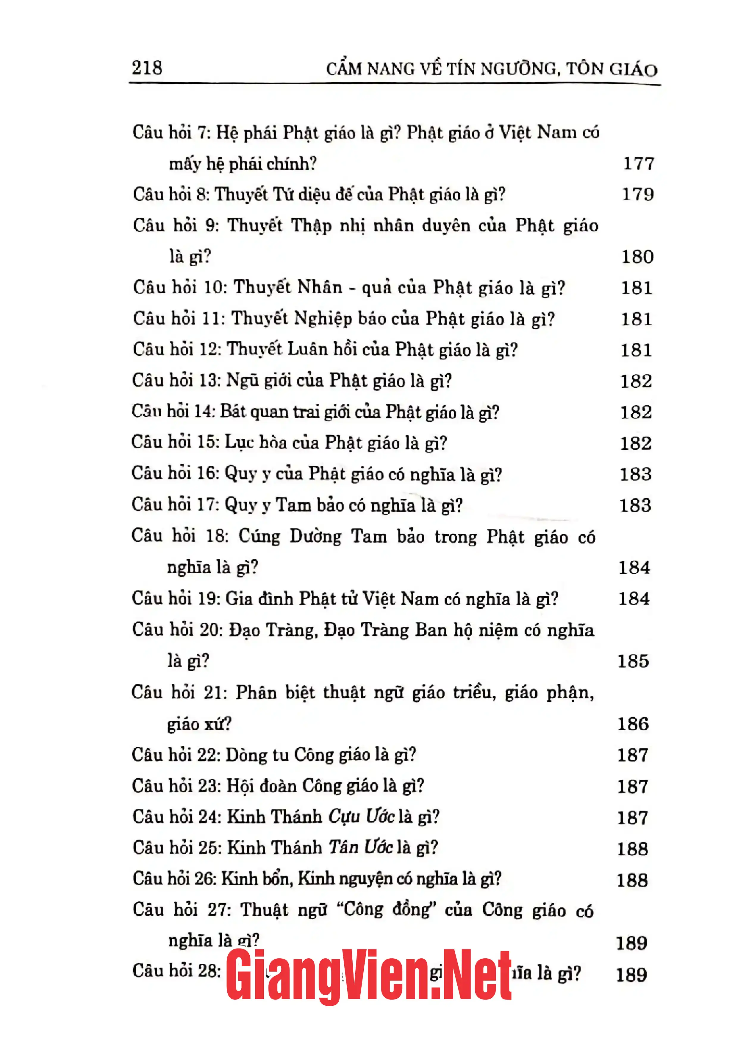 Mục lục chi tiết trang 3 sách Cẩm nang về tín ngưỡng, tôn giáo